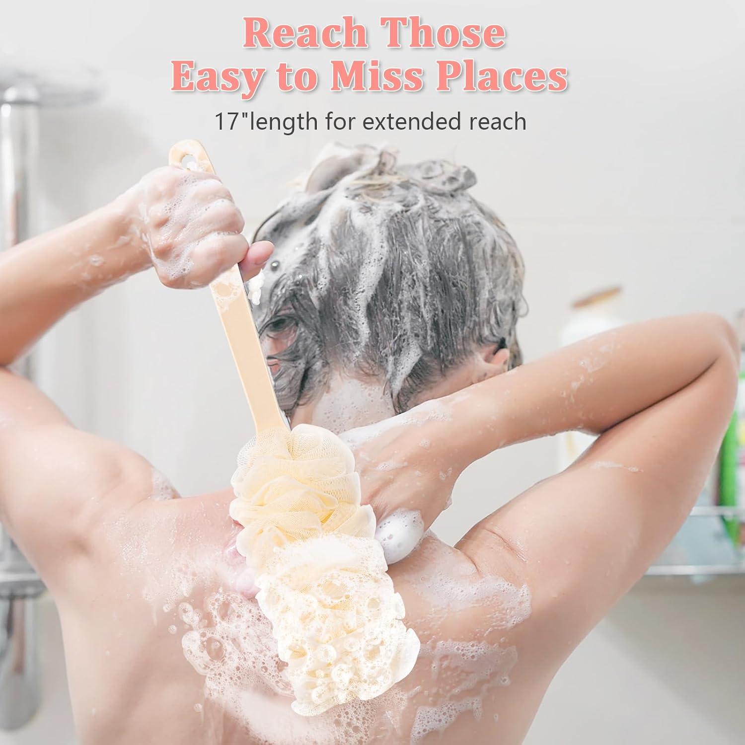 Juego de 4 Esponjas de Espalda NICEMOVIC 43 cm Exfoliantes