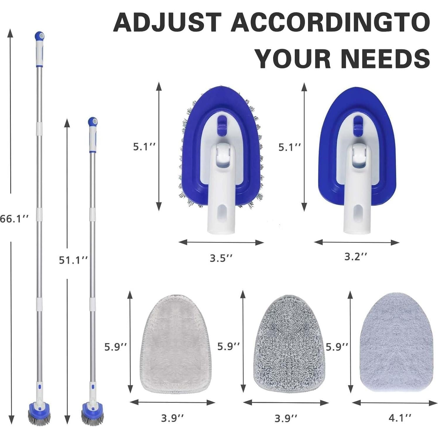 Cepillo de limpieza 3 en 1 Bryquelin con mango largo 147 cm