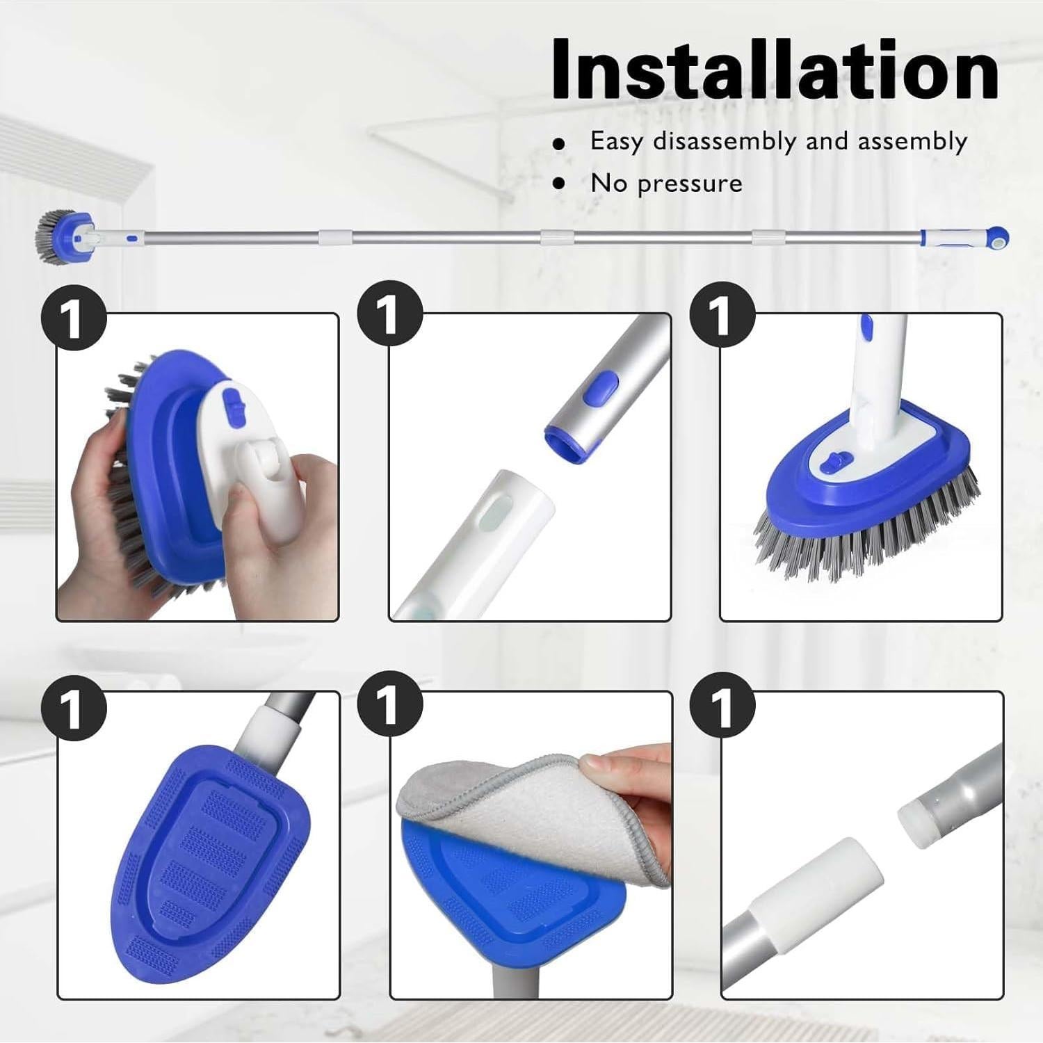Cepillo de limpieza 3 en 1 Bryquelin con mango largo 147 cm