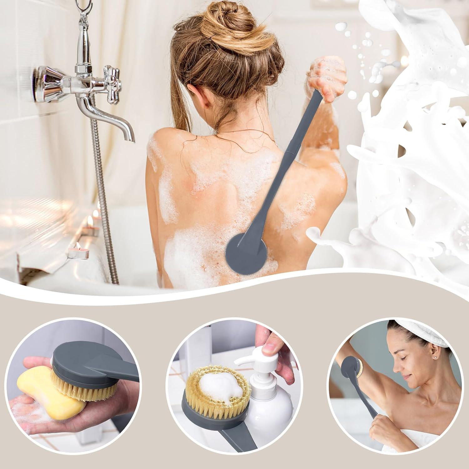 Esponja de Ducha con Mango Largo Gobiteli 52 cm Gris