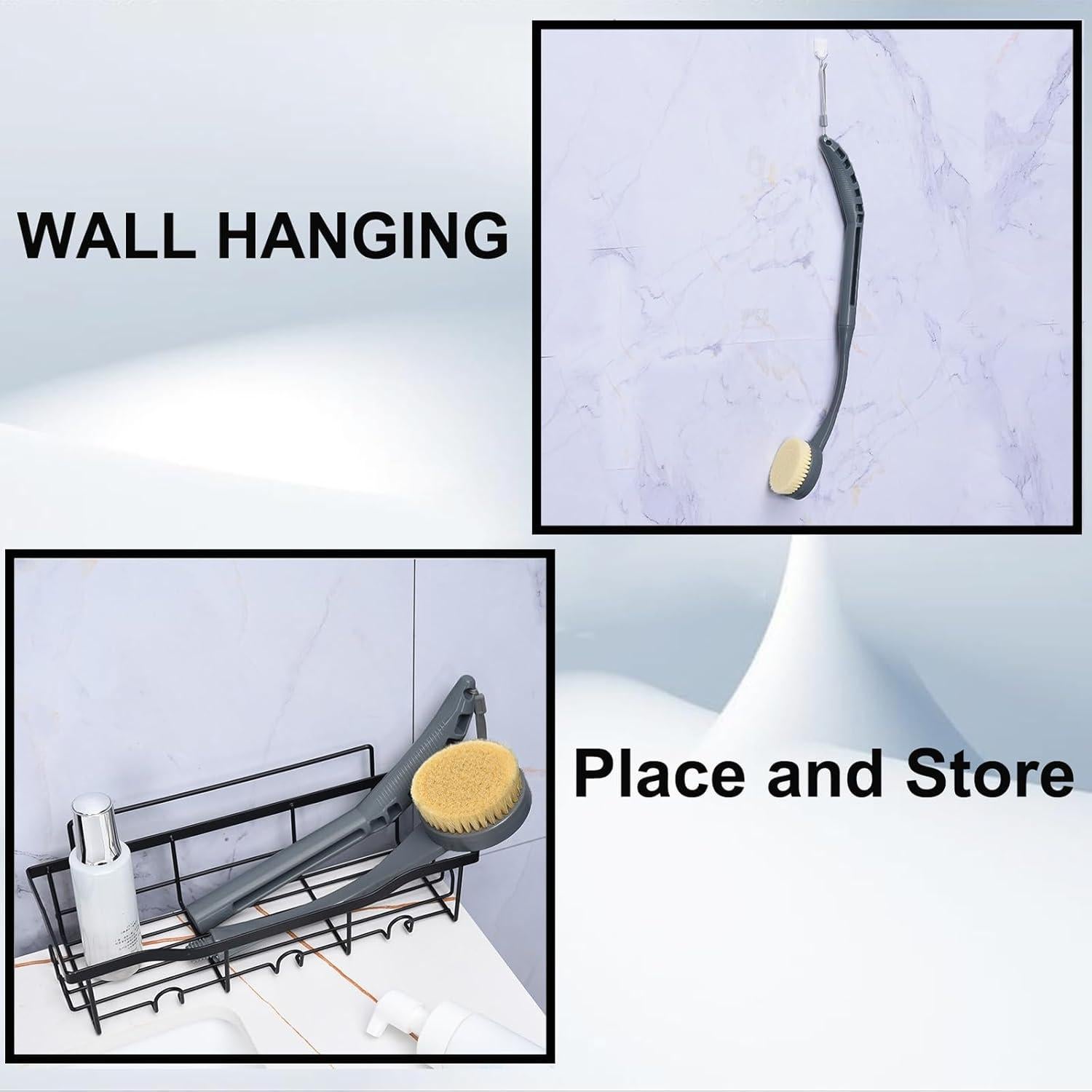 Esponja de Ducha con Mango Largo Gobiteli 52 cm Gris