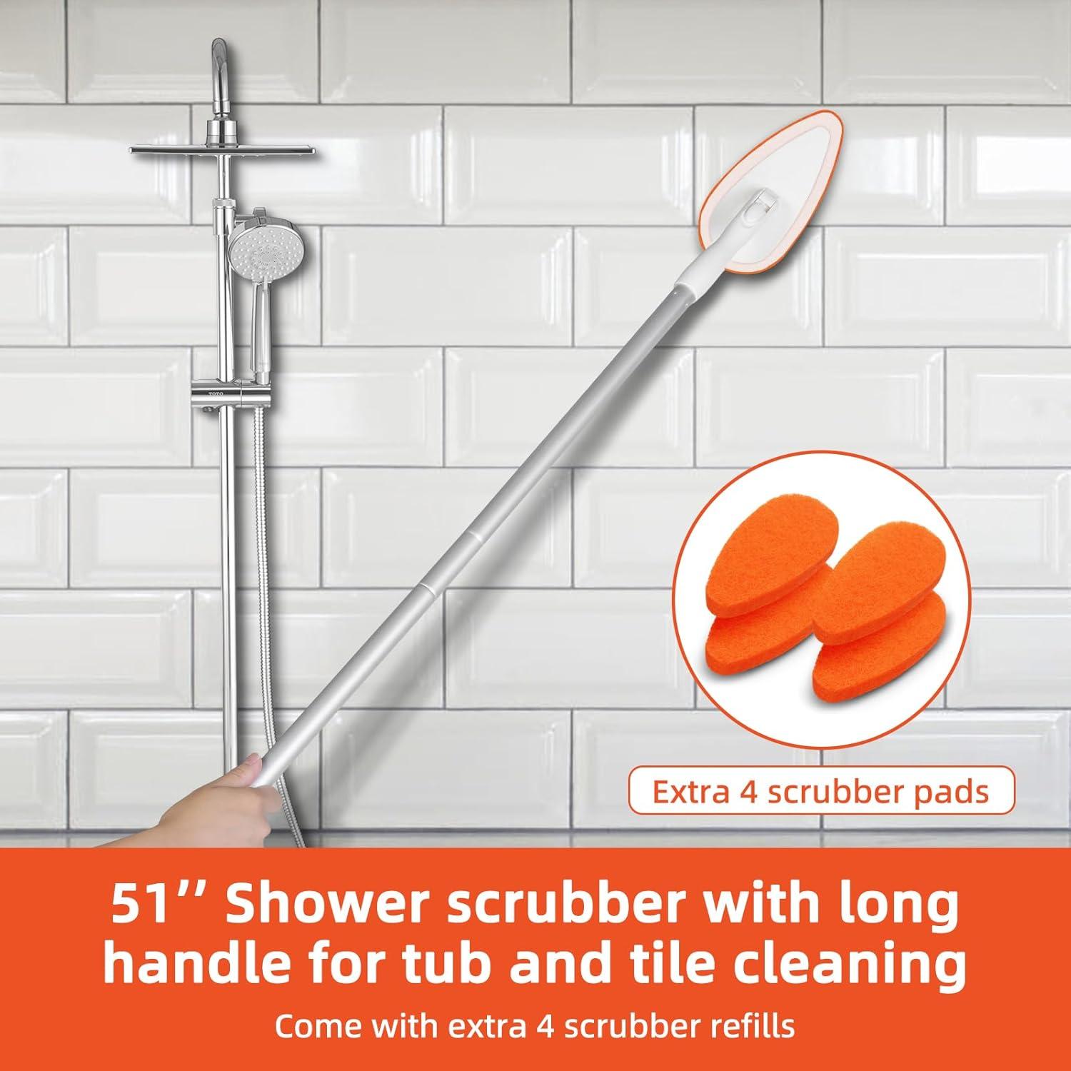 Cepillo de Baño Qaestfy con Mango Largo 129,54 cm y 5 Almohadillas