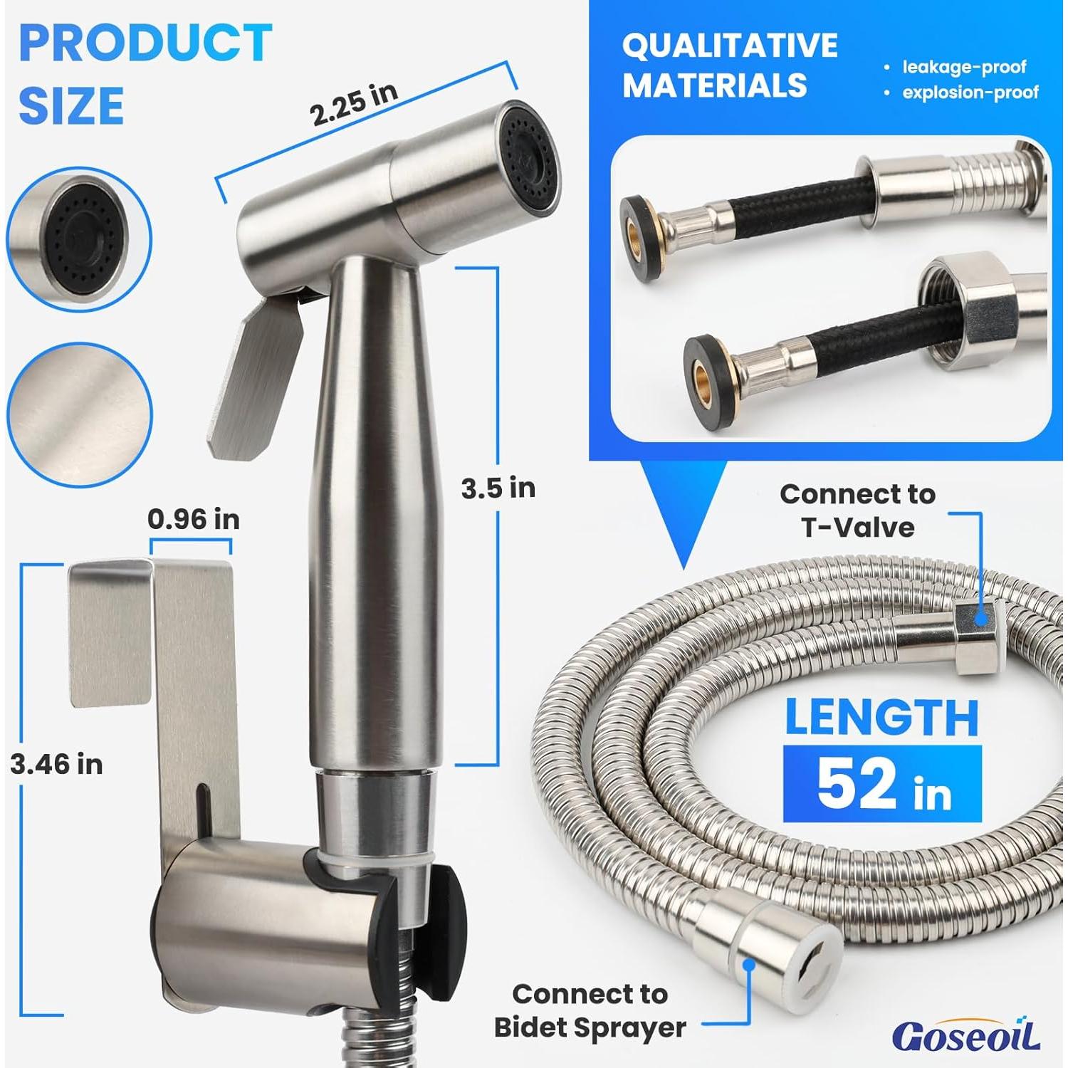 Rociador de Bidet de Mano Goseoil - Acero Inoxidable Niquelado