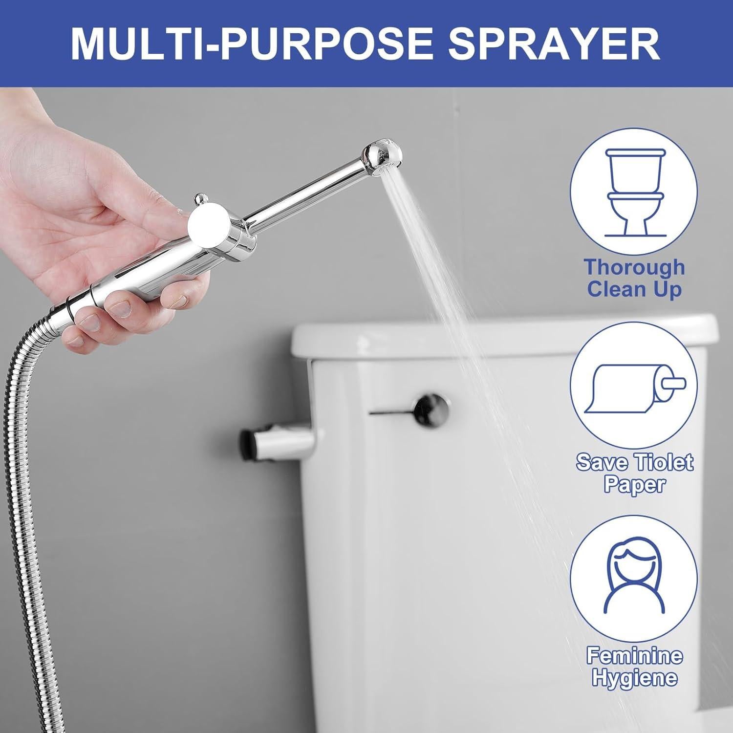 Rociador de Bidet de Mano Greenspring Cromo Ajustable 0.68 kg