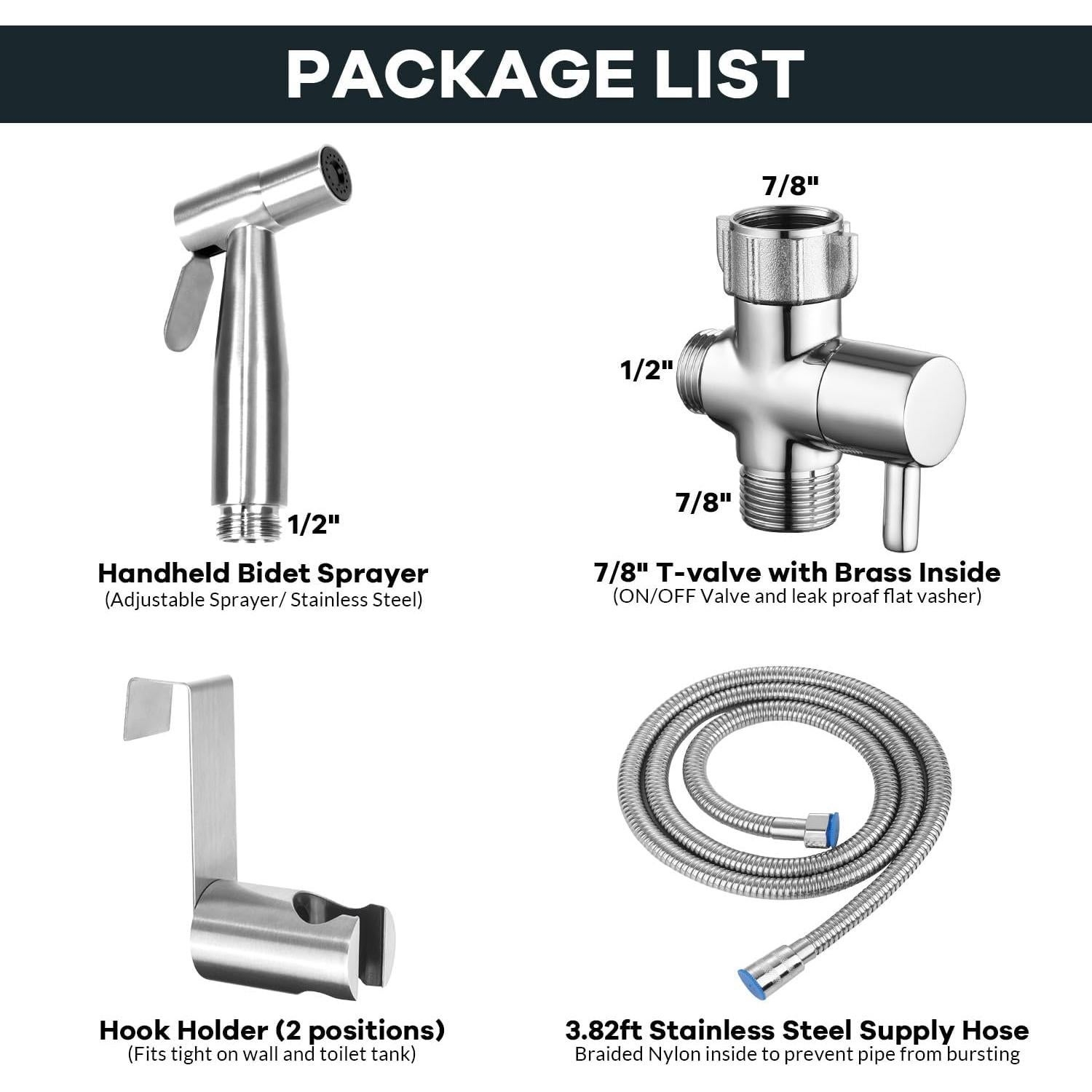 Rociador de Bidet de Mano HSMHOSE Acero Inoxidable 0.66 kg