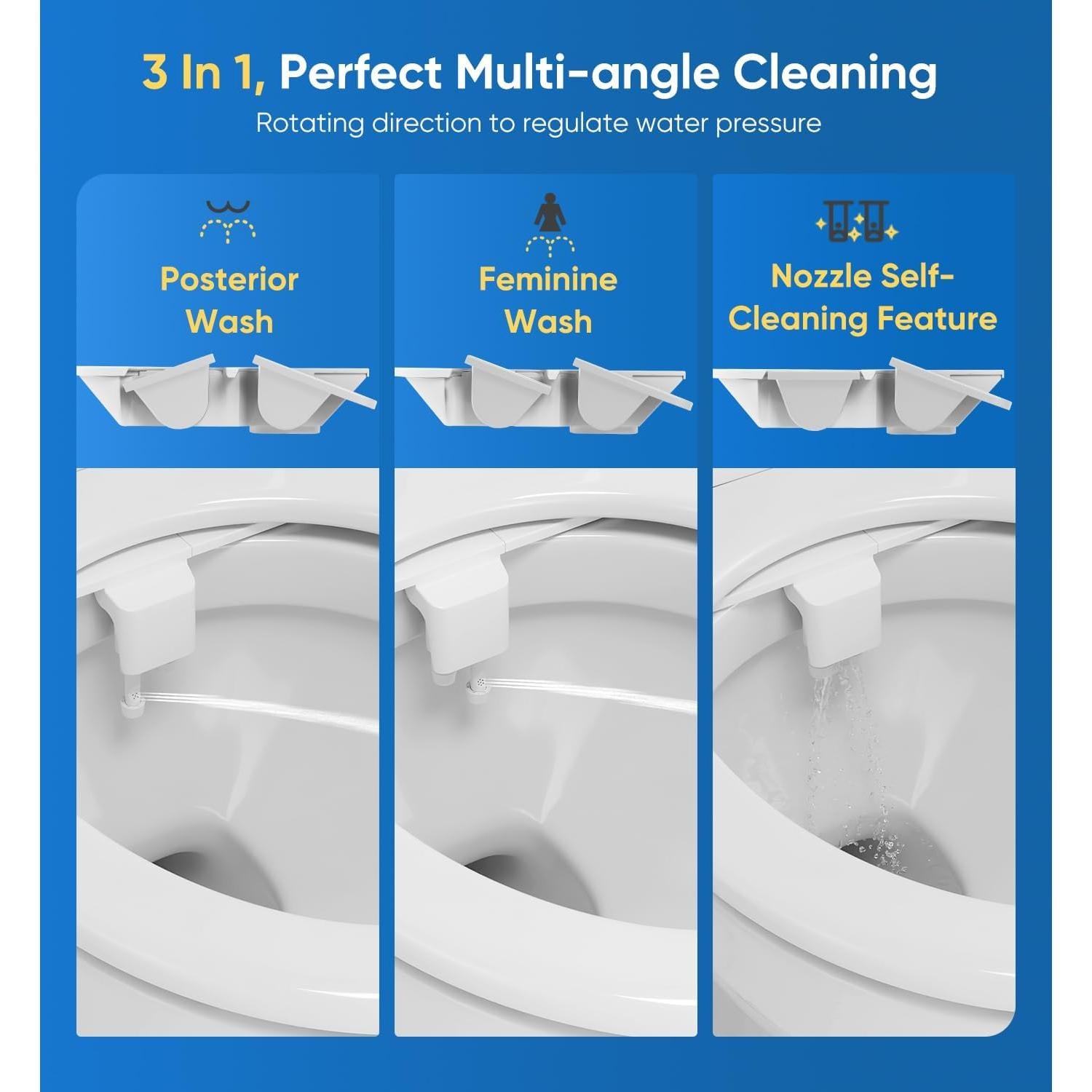 Bidet No Eléctrico POCALAND 3 en 1 con Boquillas Duales