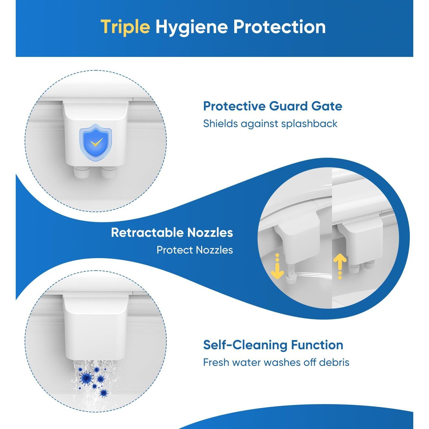 Bidet No Eléctrico POCALAND 3 en 1 con Boquillas Duales