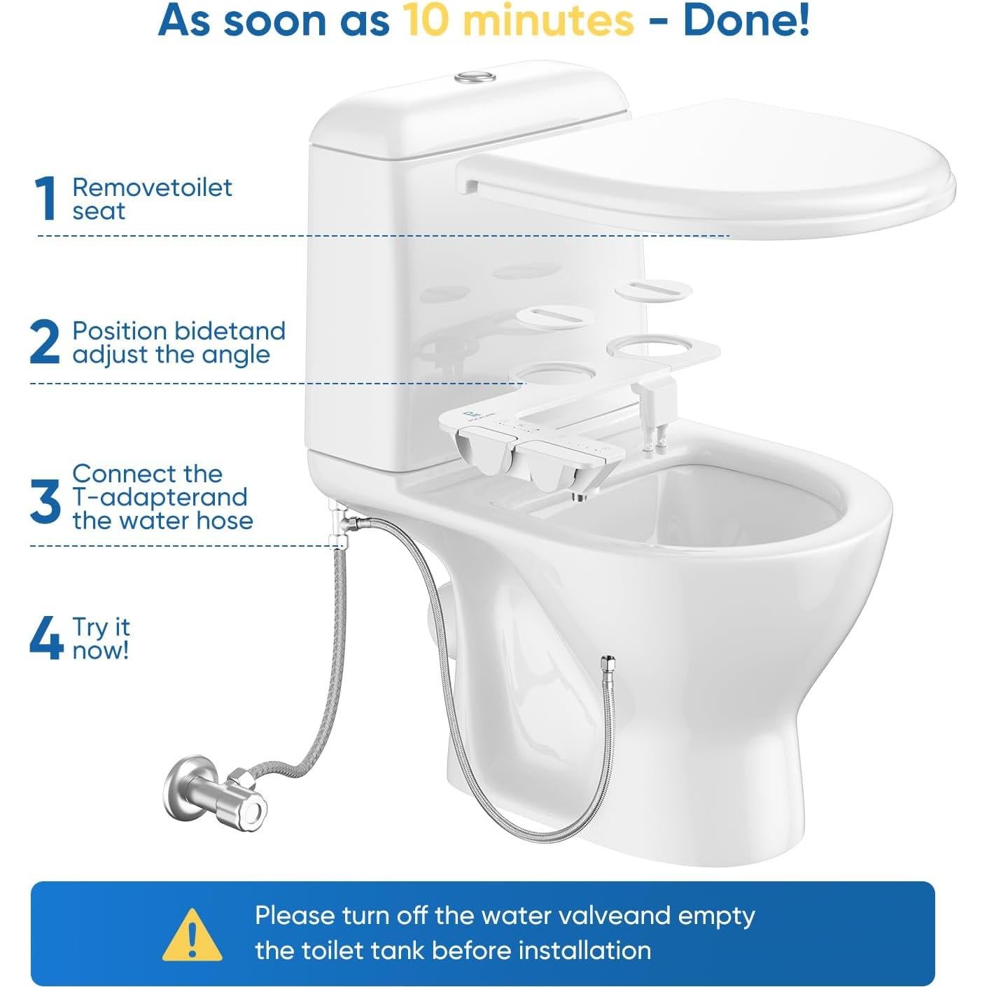 Bidet No Eléctrico POCALAND 3 en 1 con Boquillas Duales