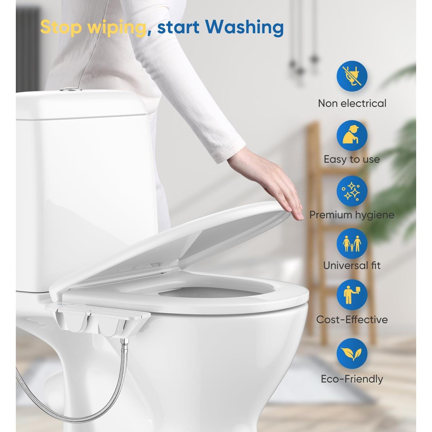 Bidet No Eléctrico POCALAND 3 en 1 con Boquillas Duales