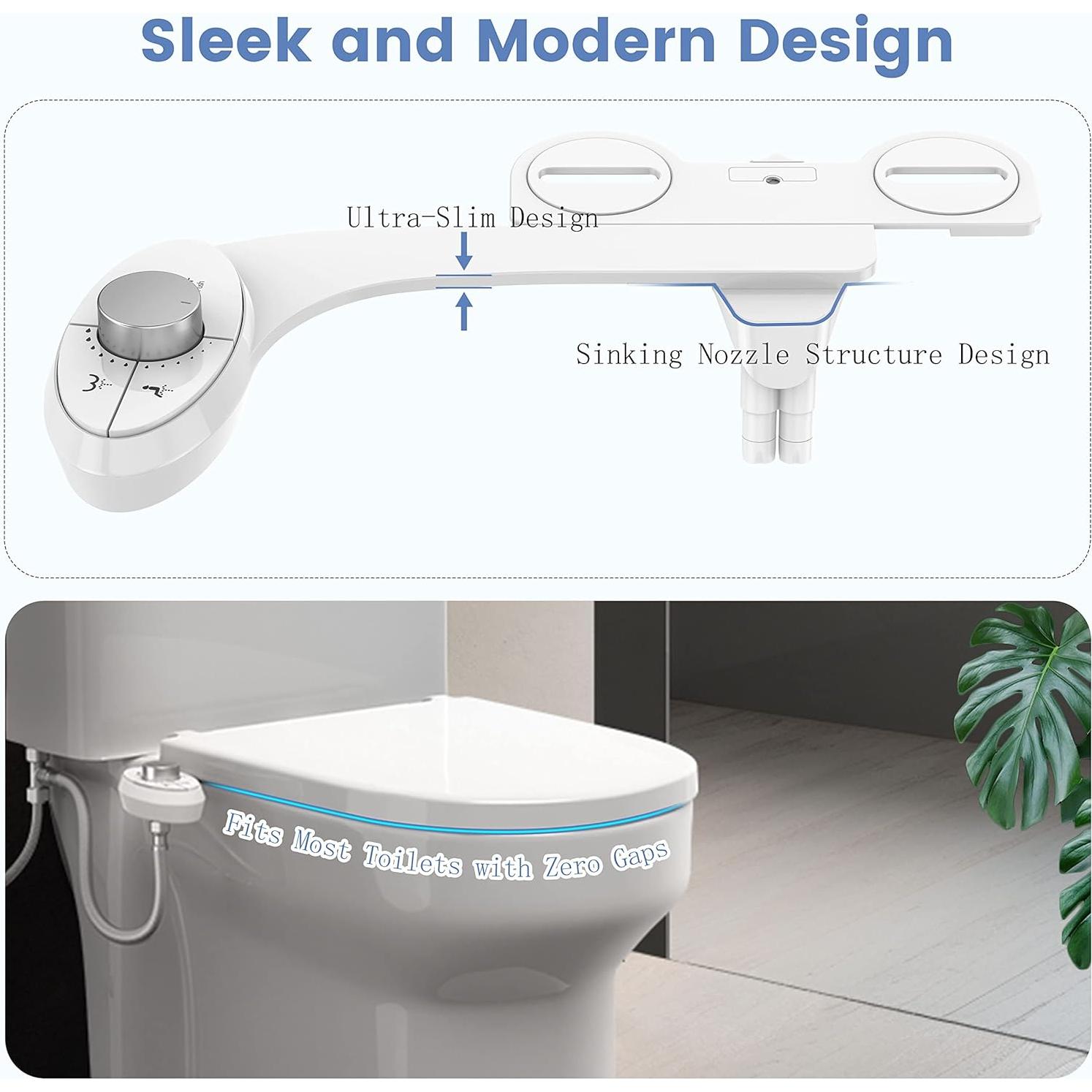 Bidet Aresmata Ultra Delgado para Inodoro - Doble Boquilla