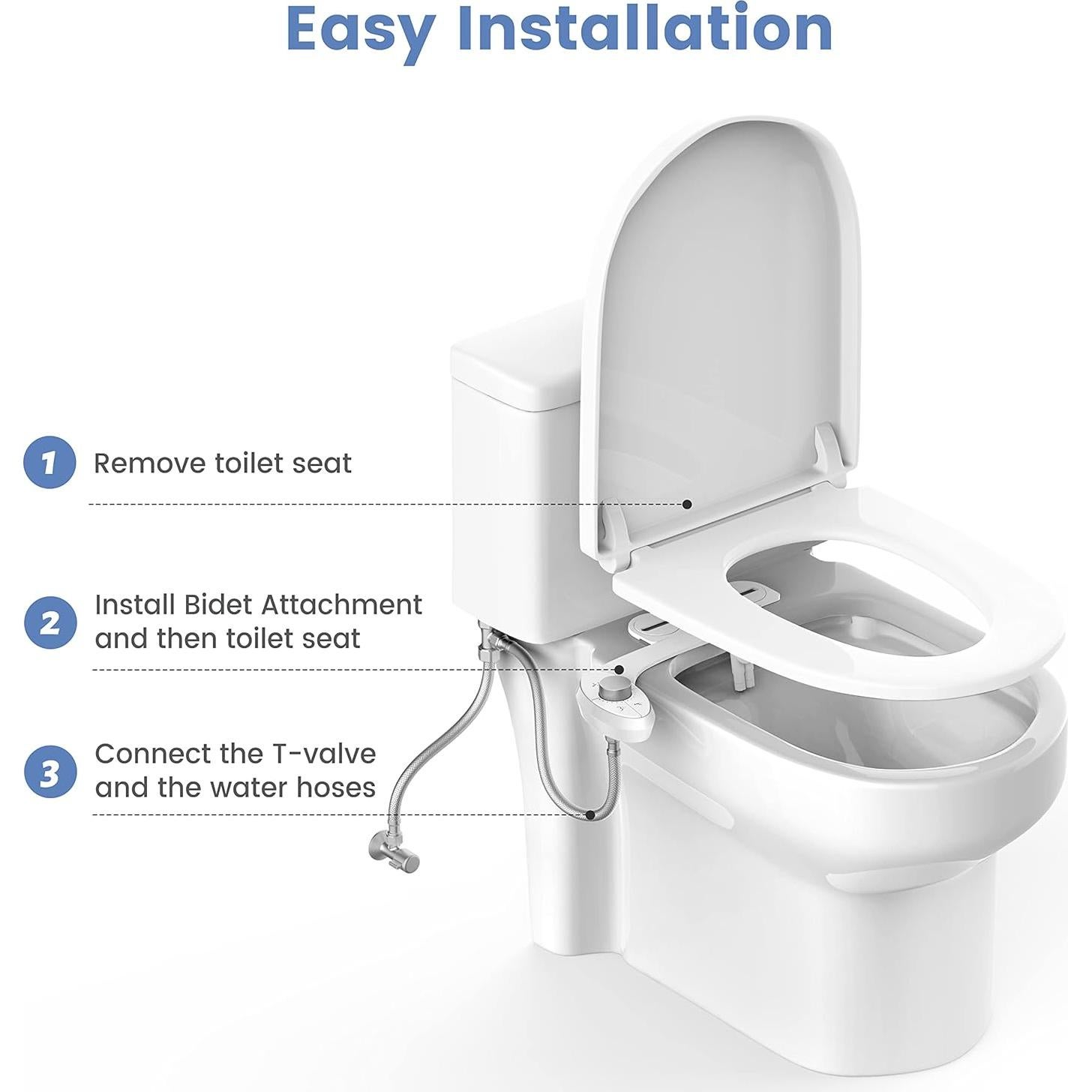 Bidet Aresmata Ultra Delgado para Inodoro - Doble Boquilla