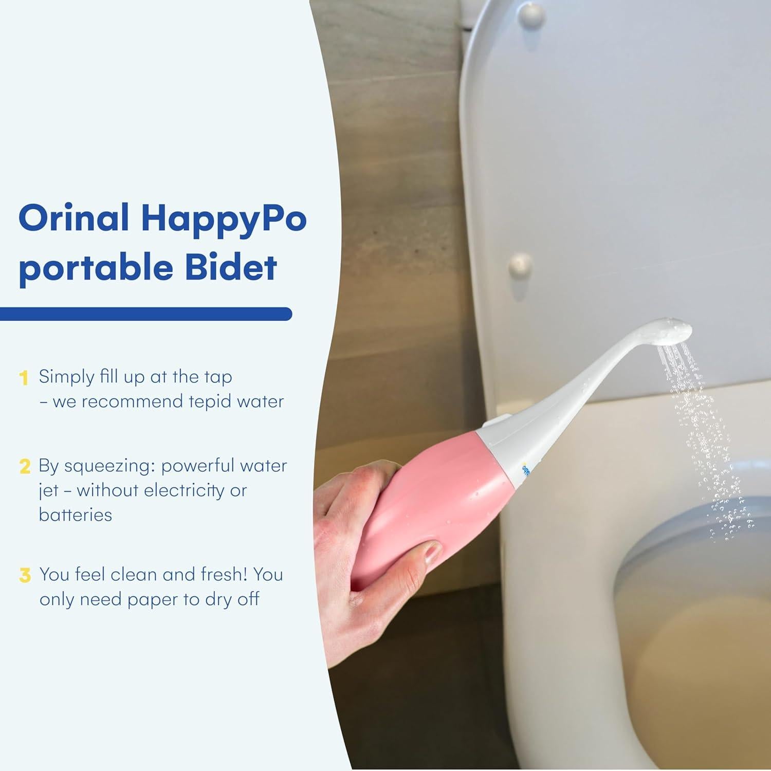 Bidet Portátil HappyPo Rosa - Ducha para el Trasero 0.09 kg