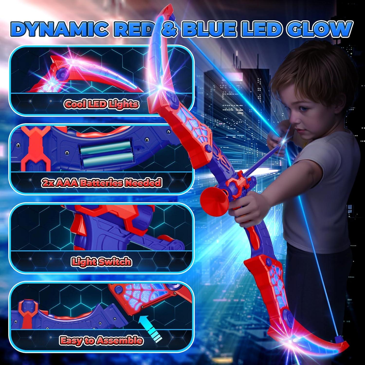 Set de Arco y Flechas LED Araña para Niños 3-12 Años