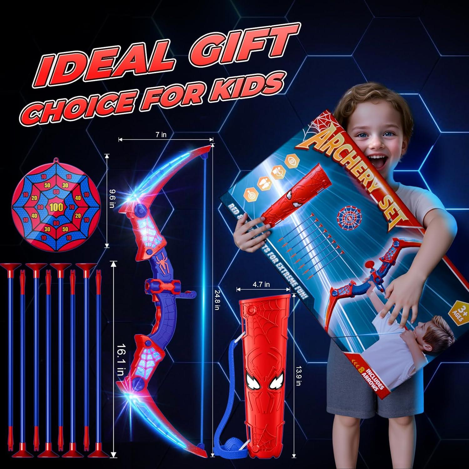 Set de Arco y Flechas LED Araña para Niños 3-12 Años