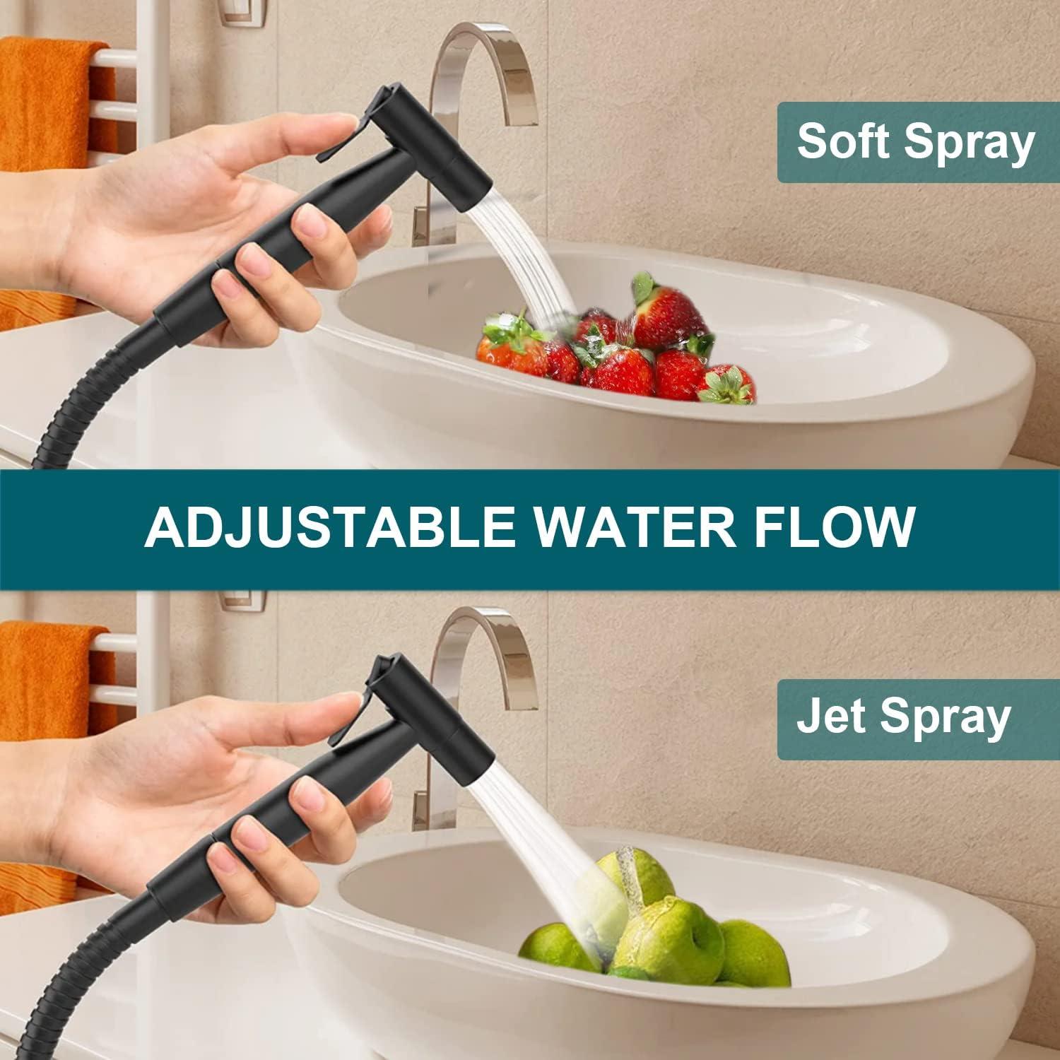 Rociador de Bidet Pugrwei Negro Mate con Manguera 119 cm