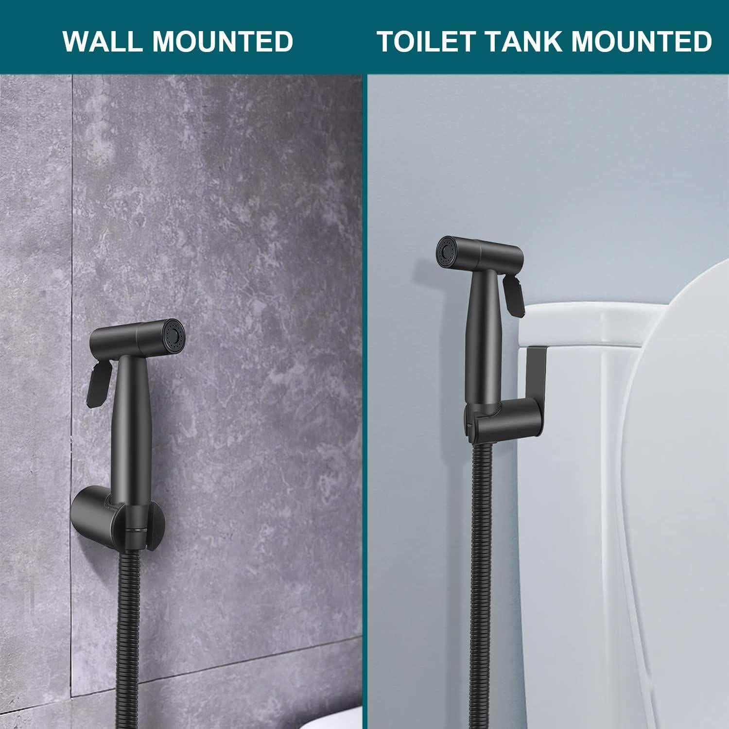 Rociador de Bidet Pugrwei Negro Mate con Manguera 119 cm