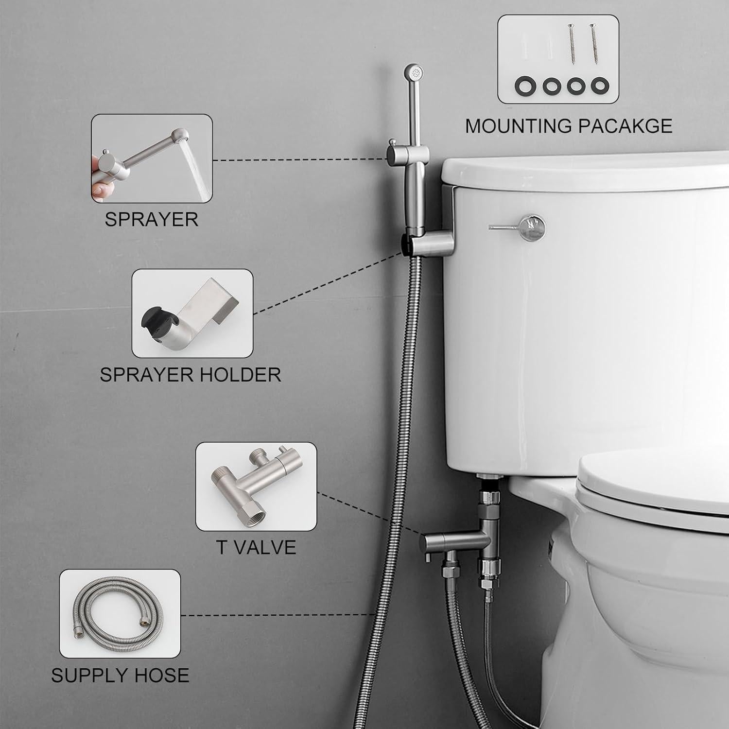 Rociador de Bidet de Mano BWE H-7807-N Níquel Cepillado
