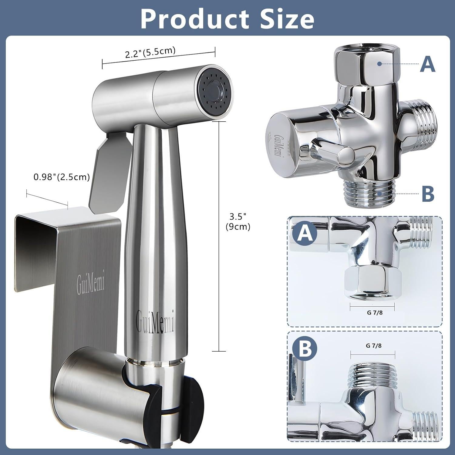 Rociador de Bidet de Mano GuiMemi Acero Inoxidable 150 cm