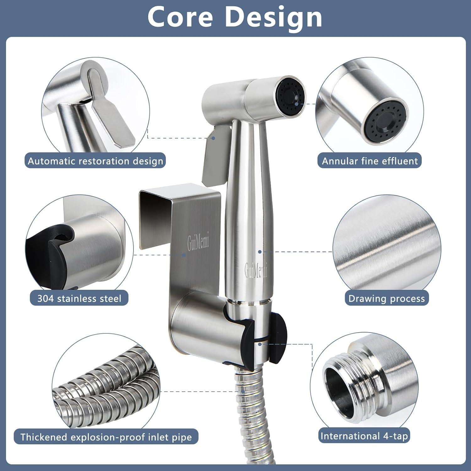 Rociador de Bidet de Mano GuiMemi Acero Inoxidable 150 cm