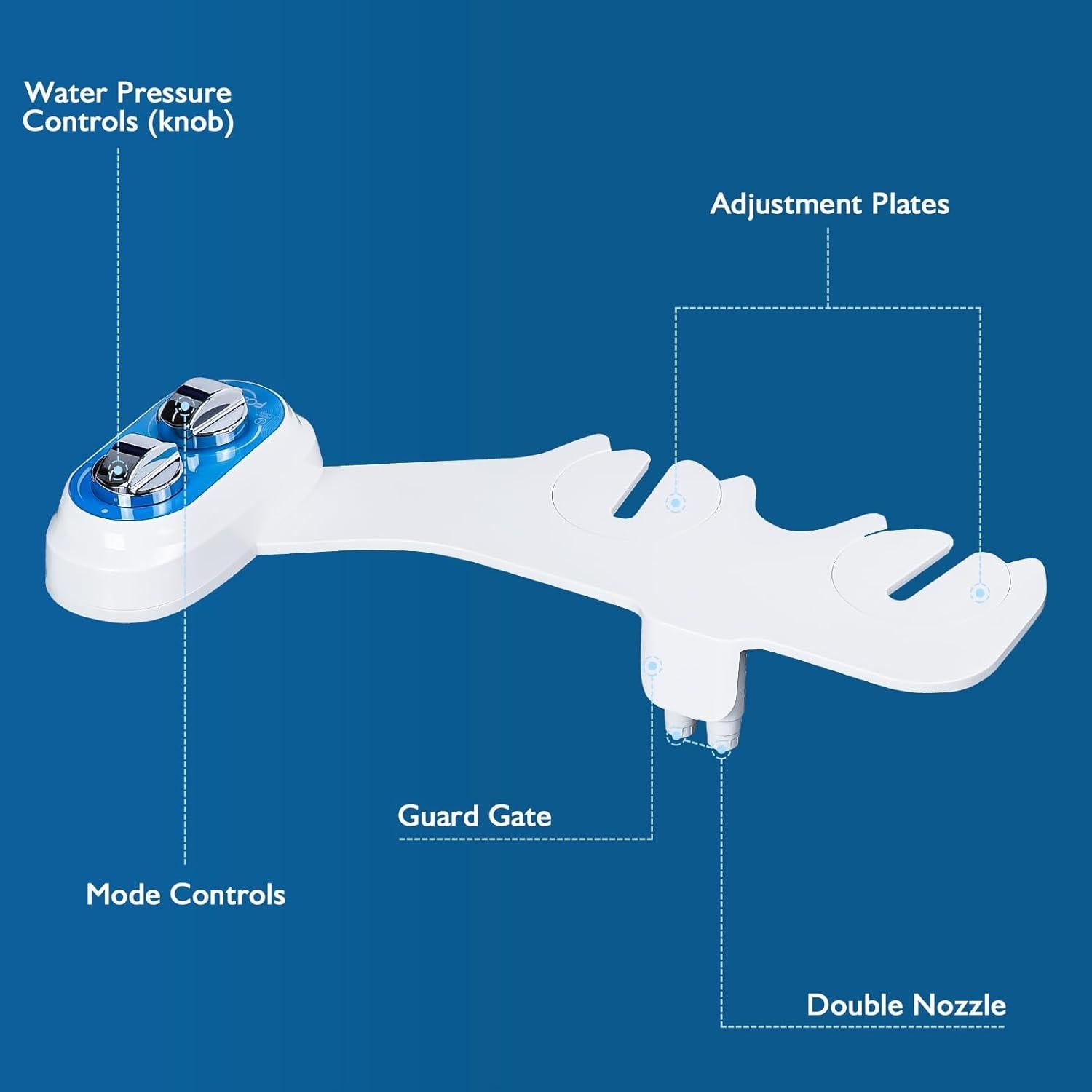 Bidet No Eléctrico FOOFOO Doble Boquilla Ajustable 0.87kg