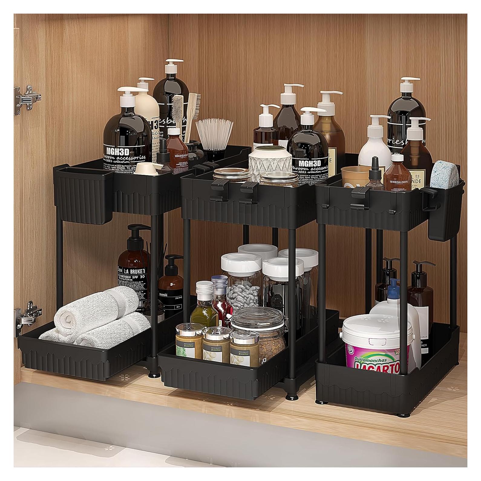 Organizador de Bajo Fregadero Sevenblue Pack de 3 Negro