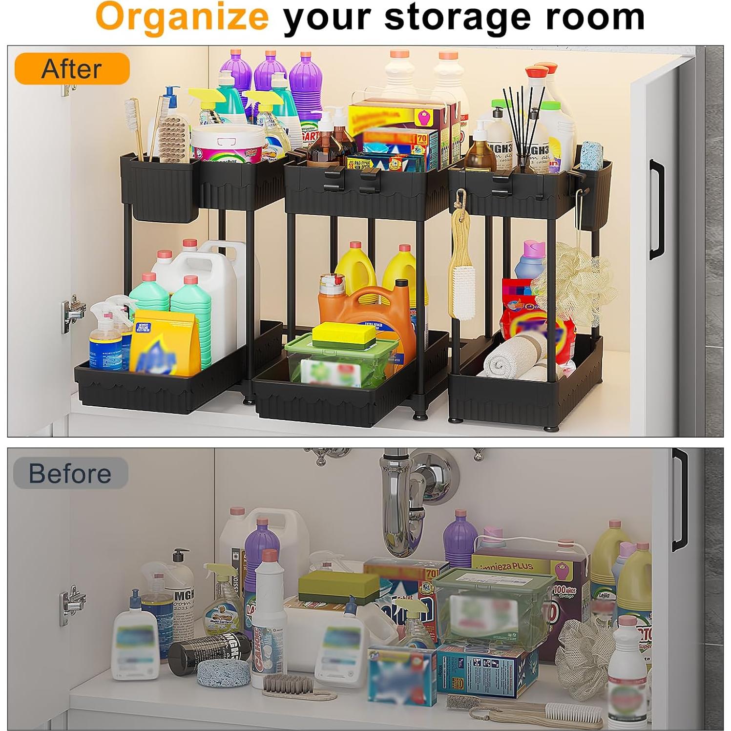 Organizador de Bajo Fregadero Sevenblue Pack de 3 Negro