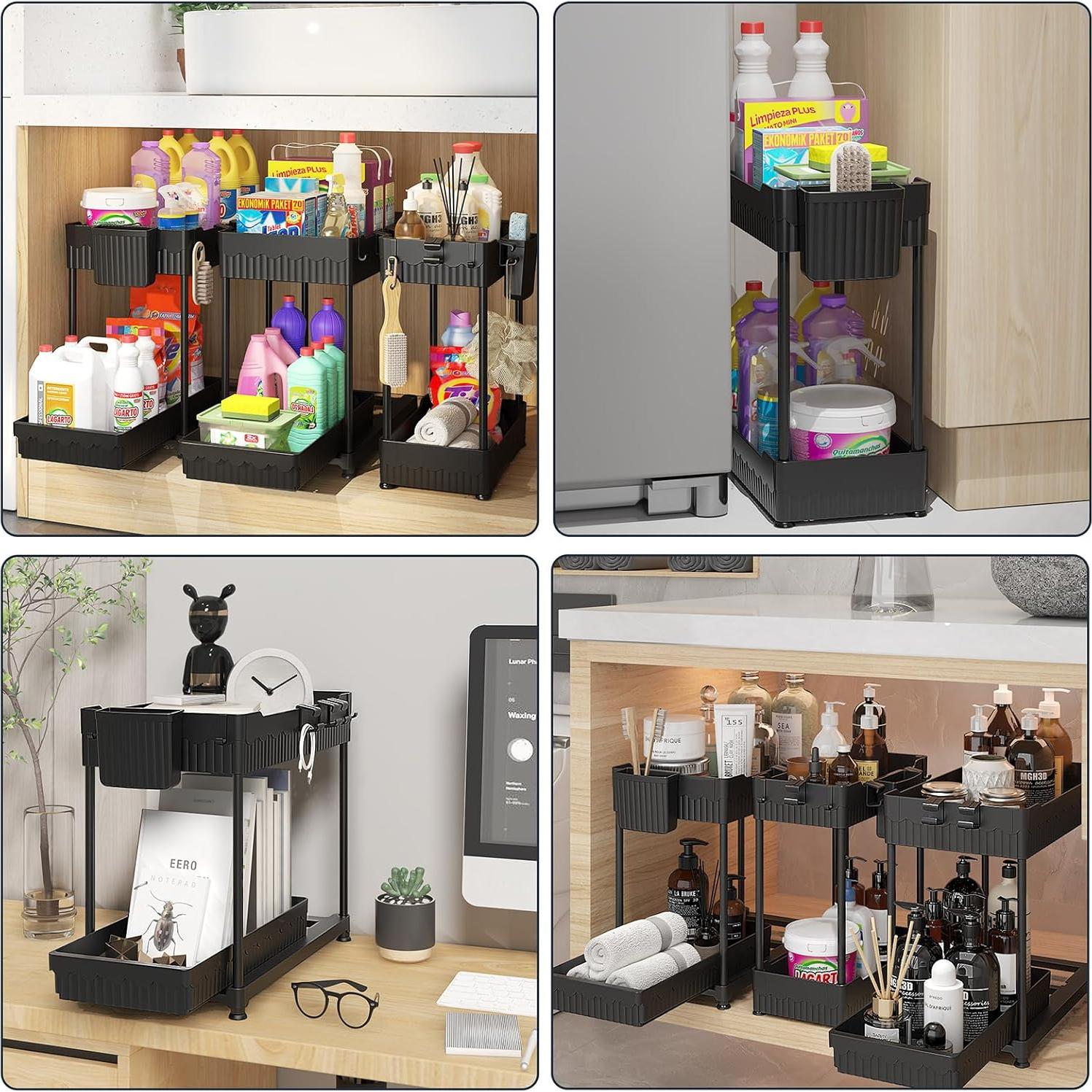 Organizador de Bajo Fregadero Sevenblue Pack de 3 Negro