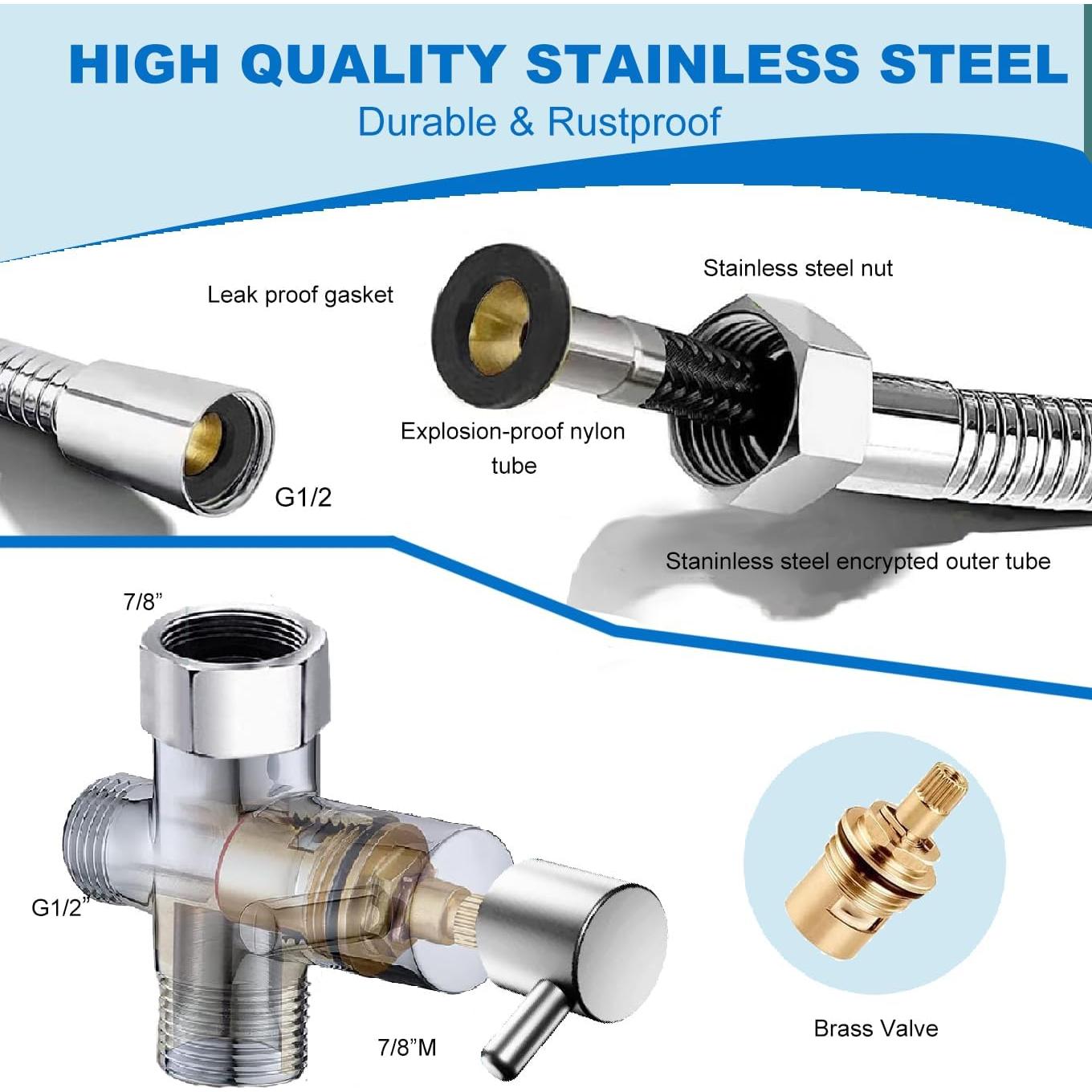 Rociador de Bidet de Mano BLYPHOO Acero Inoxidable Plata