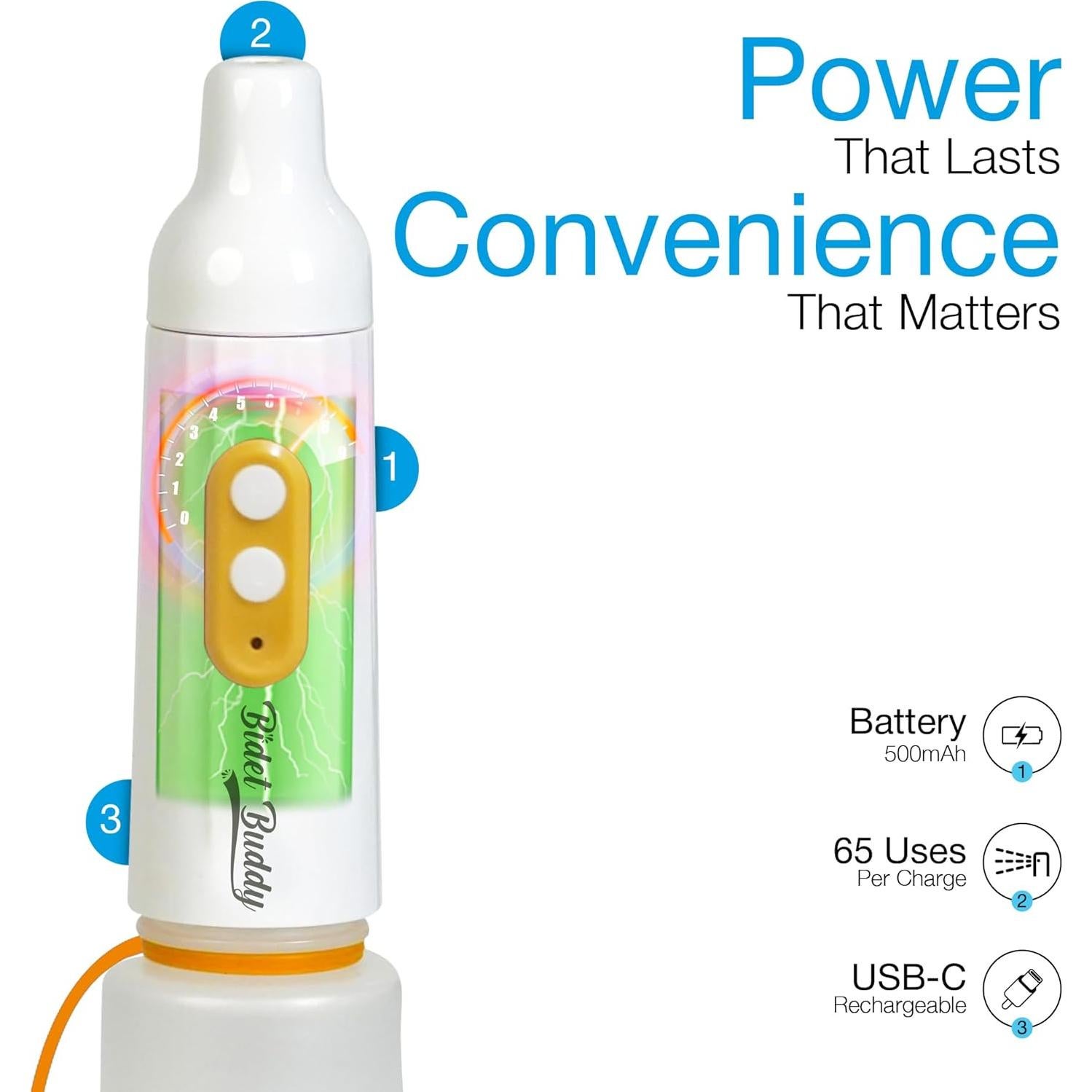 Bidet Portátil Bidet Buddy PureJet 550ml USB-C Blanco