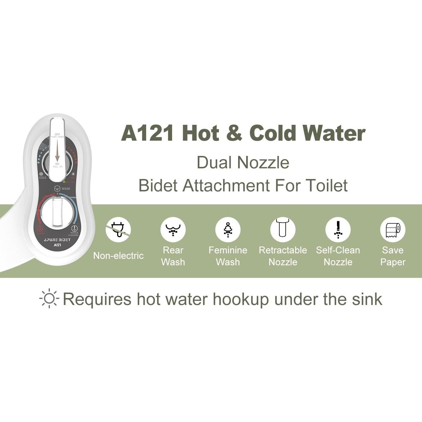 Accesorio de Bidet Apure AB121 Agua Caliente y Fría