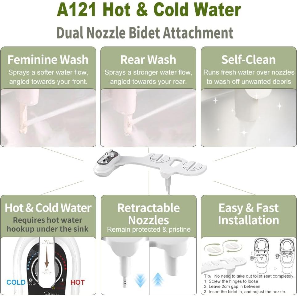 Accesorio de Bidet Apure AB121 Agua Caliente y Fría