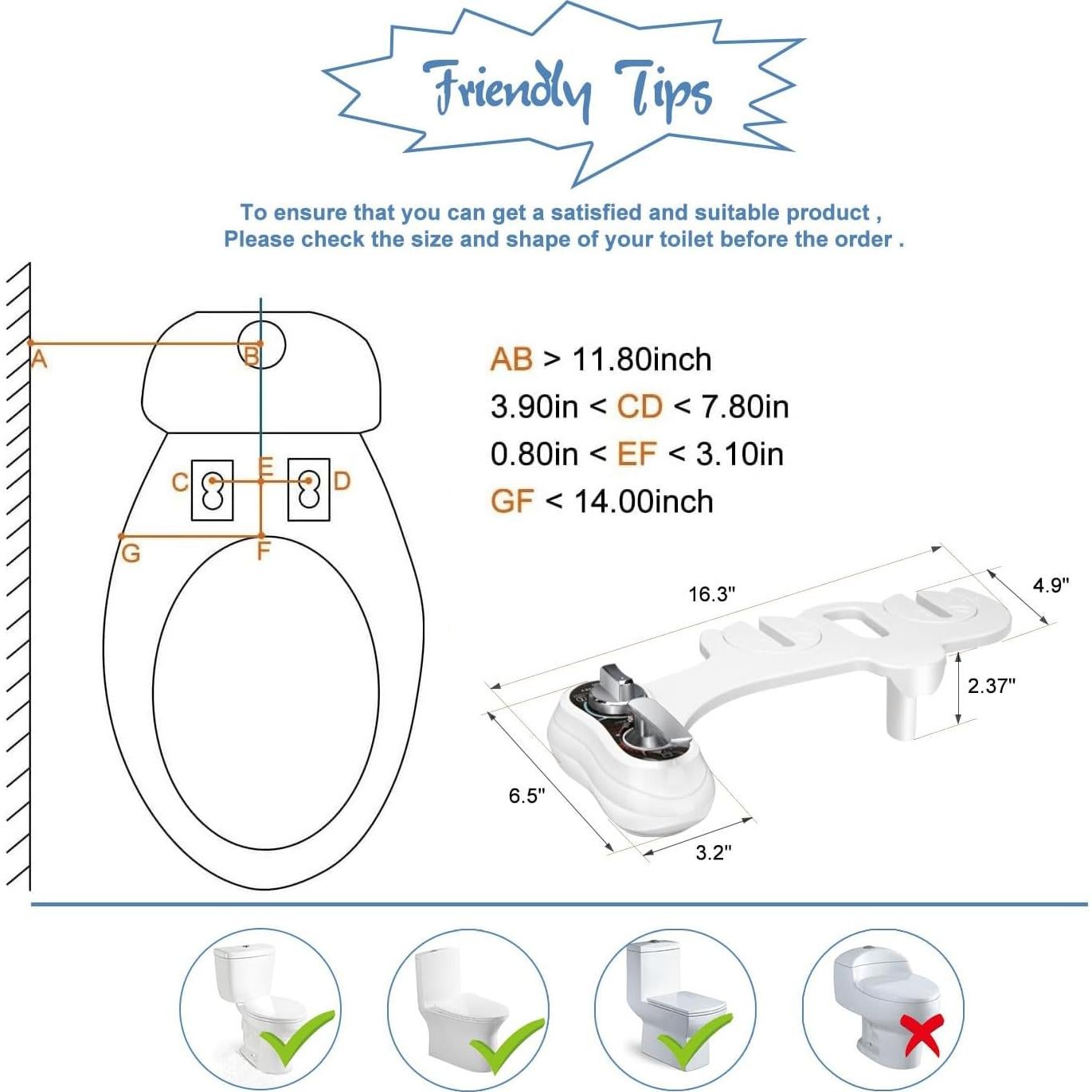 Accesorio de Bidet Apure AB121 Agua Caliente y Fría
