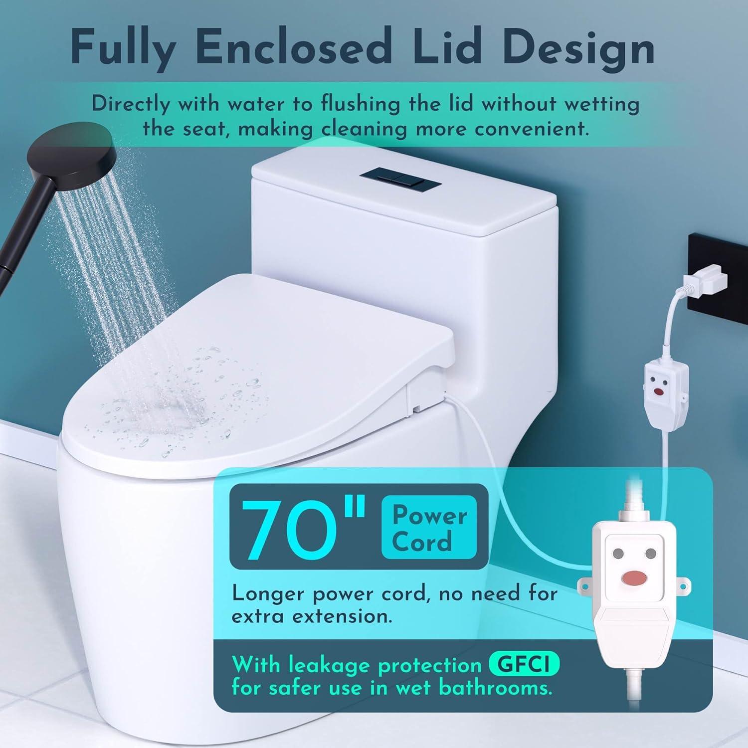 Asiento de Inodoro Bidet Eléctrico Hilarily Alargado Calefaccionado