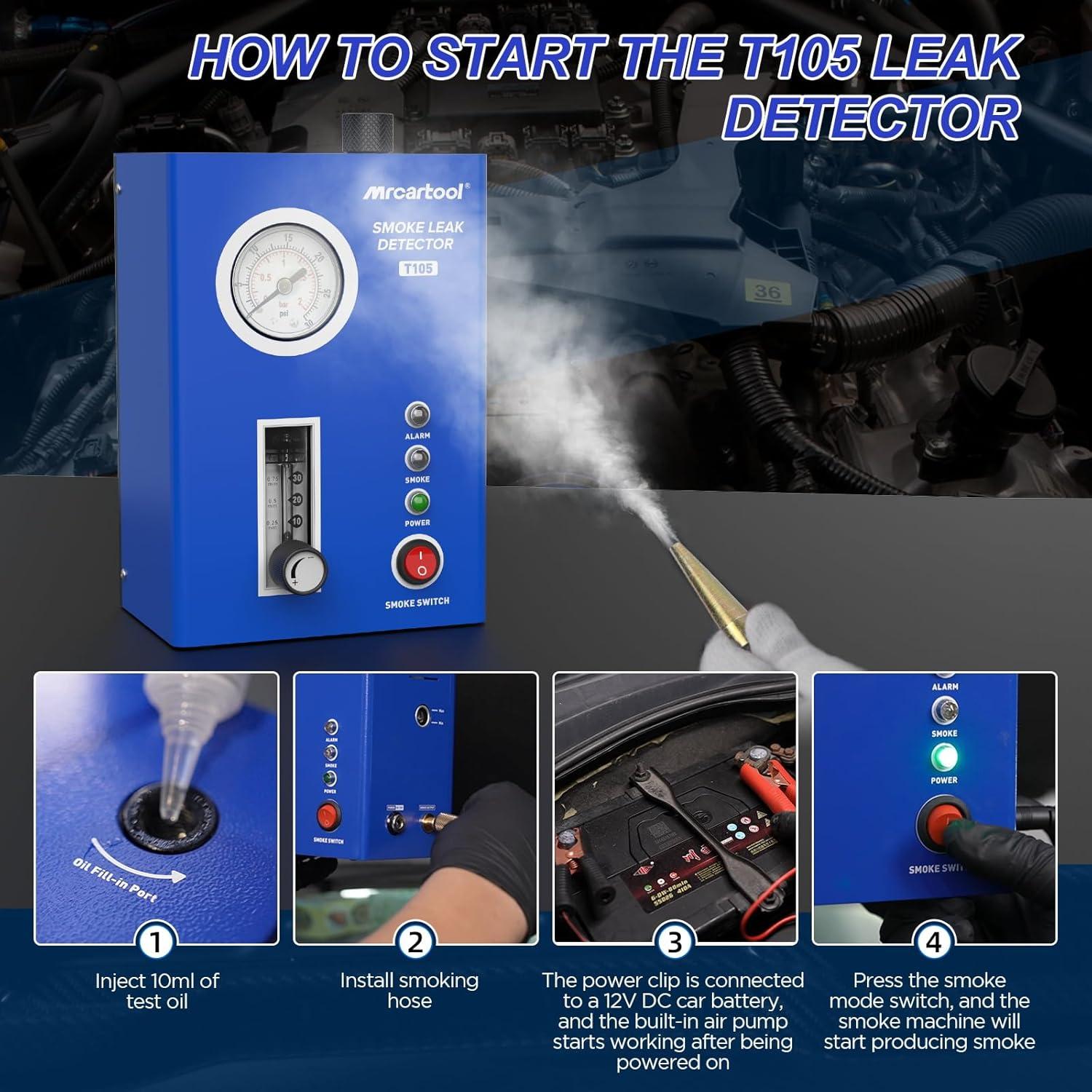 Probador de Fugas de Humo MR CARTOOL T105 12V DC con Manómetro