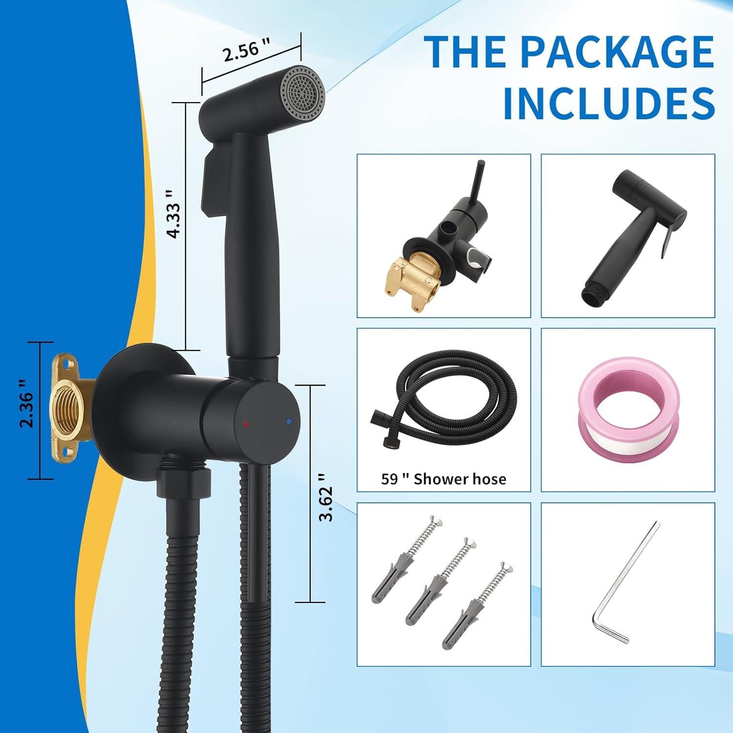 Rociador de Bidet de Mano ASRCLOO Negro con Agua Caliente y Fría