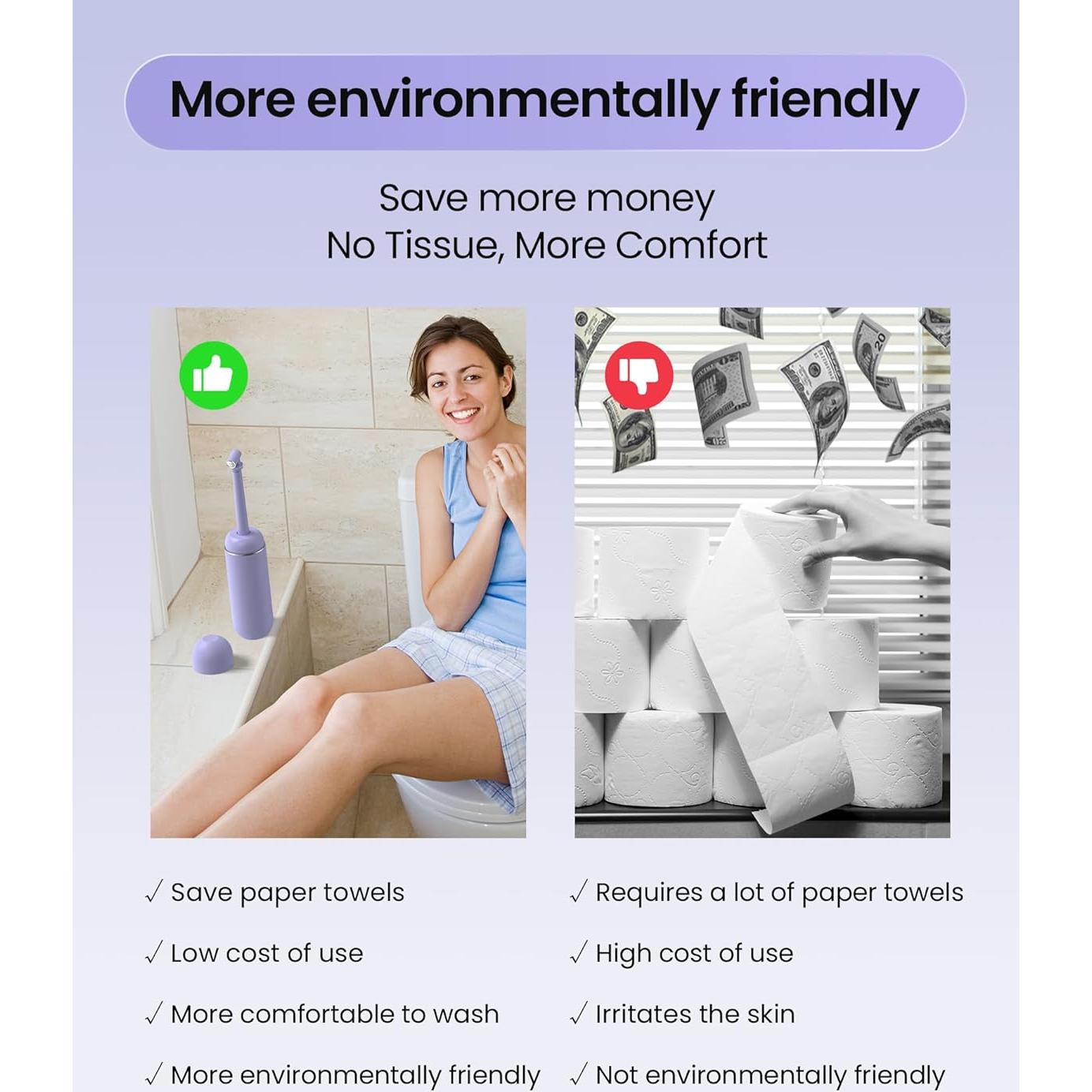 Bidet portátil para viaje 380ml Rociador manual Púrpura