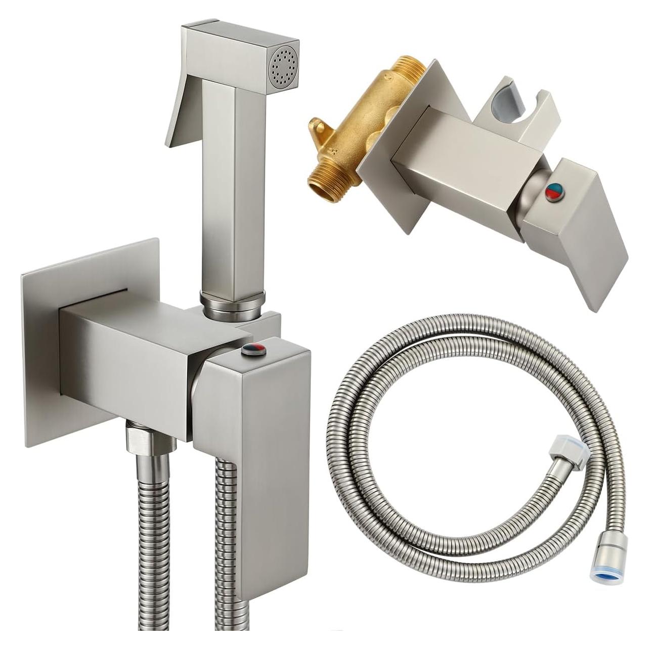 Rociador de Bidet Asyas Agua Caliente y Fría 1.2m Níquel