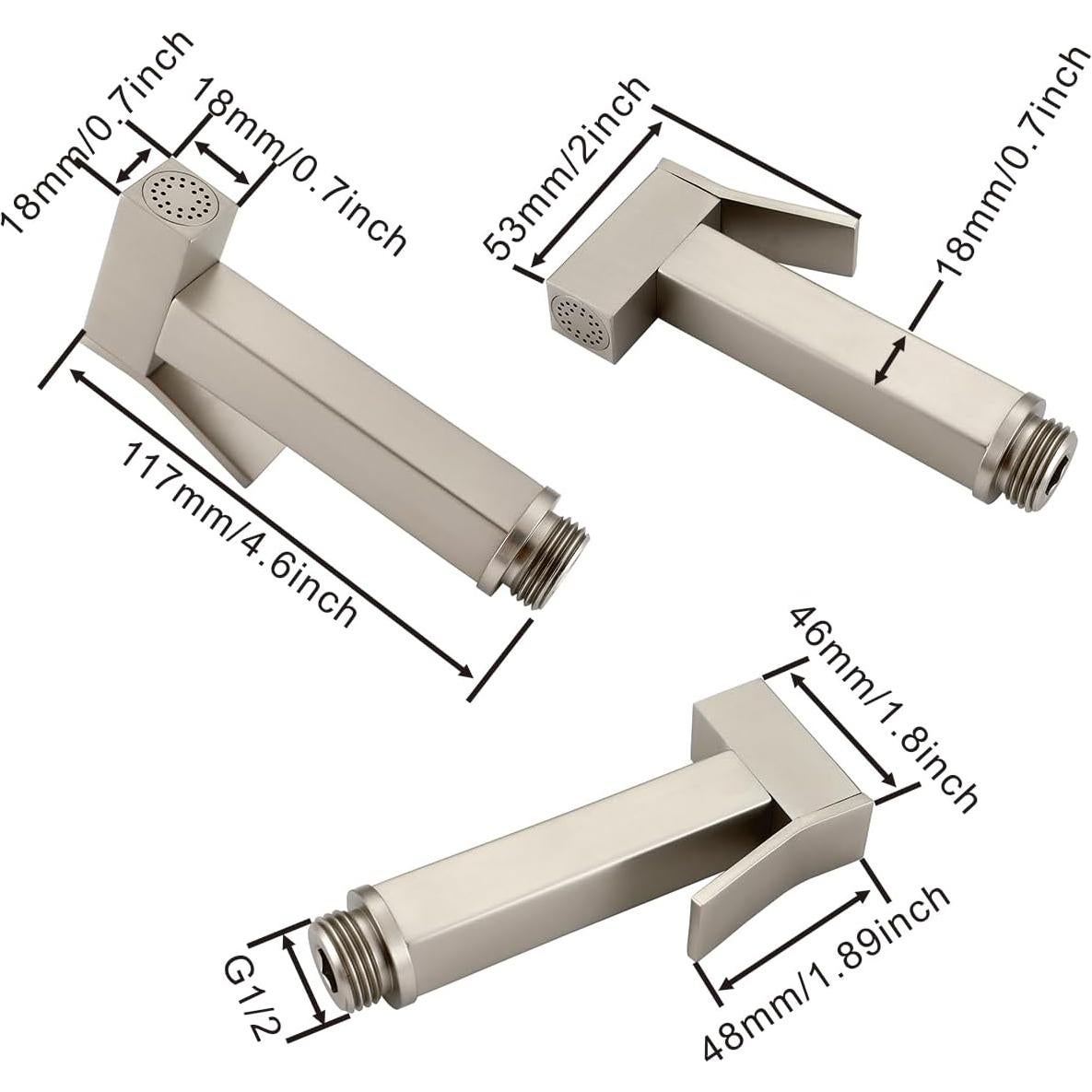 Rociador de Bidet Asyas Agua Caliente y Fría 1.2m Níquel