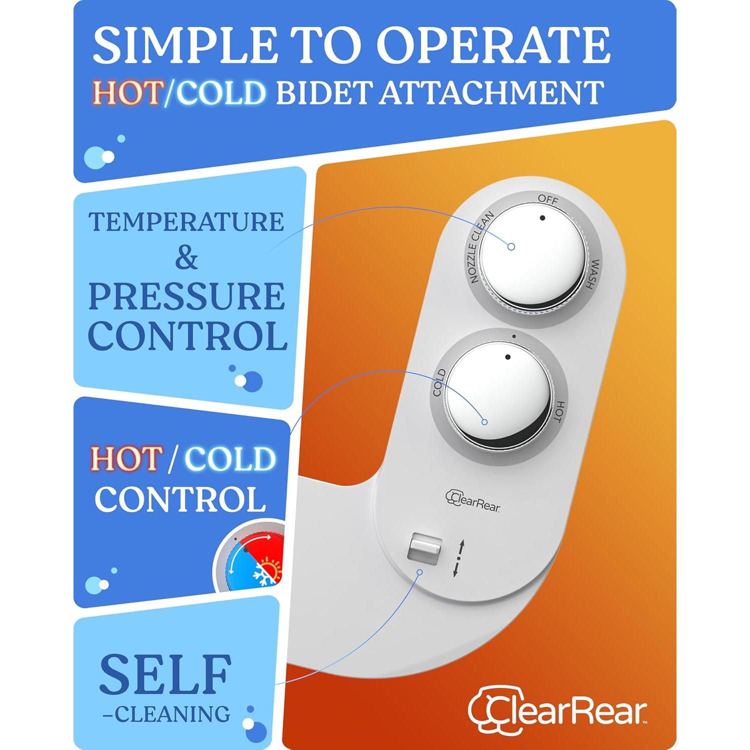 Accesorio de Bidet Caliente y Frío Clear Rear - Doble Boquilla