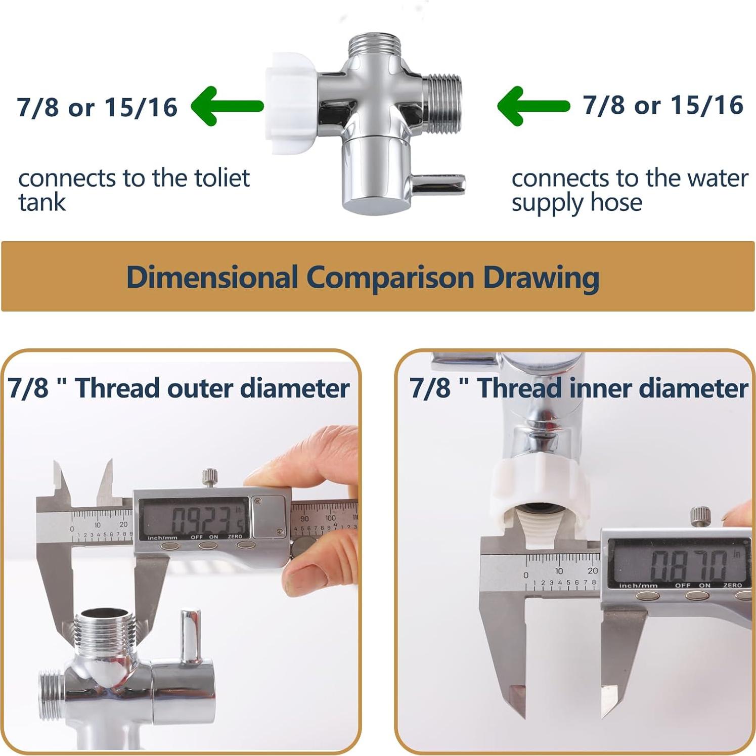 Adaptador T para Bidet YRDL con Válvula de Cierre Cromo
