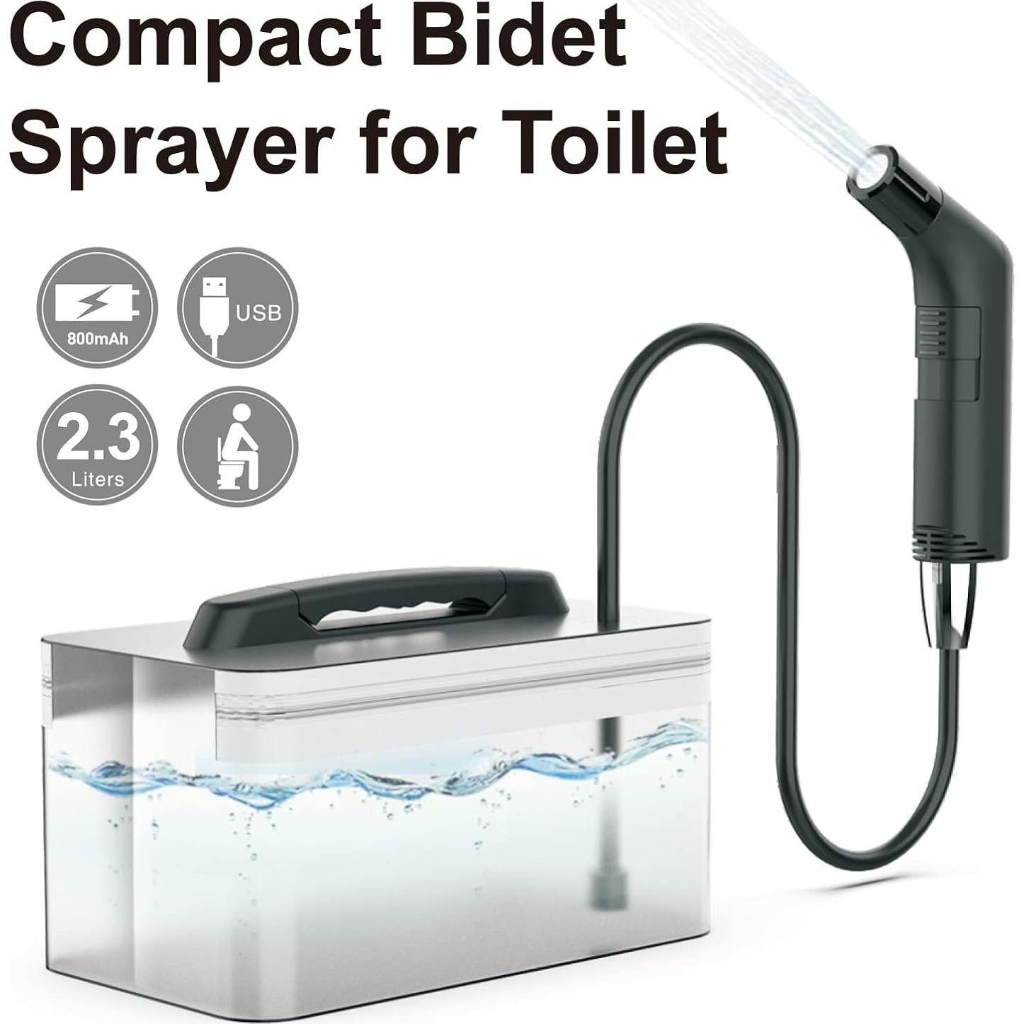 Rociador de Bidet Portátil Rutell 2.3L Recargable USB Negro