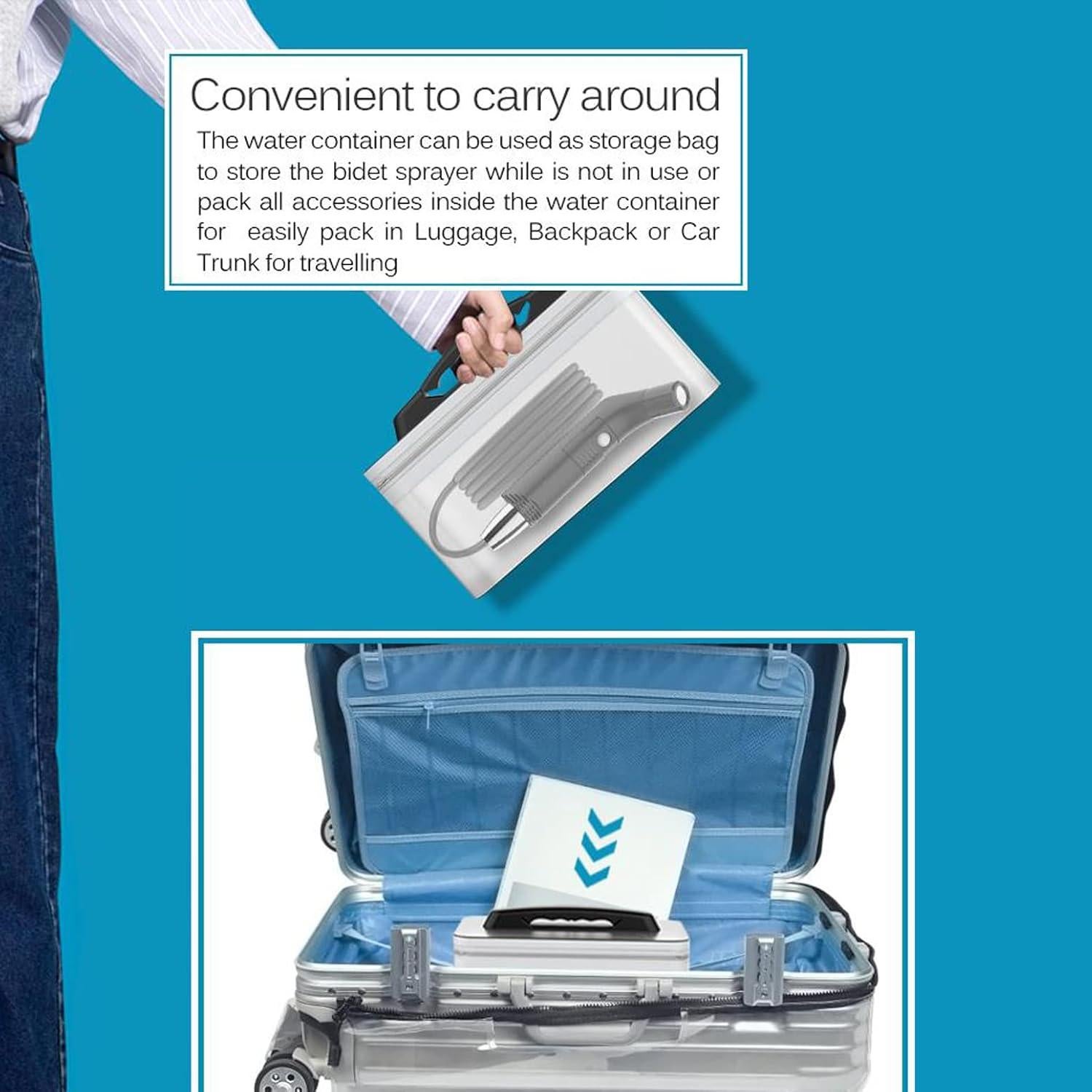 Rociador de Bidet Portátil Rutell 2.3L Recargable USB Negro