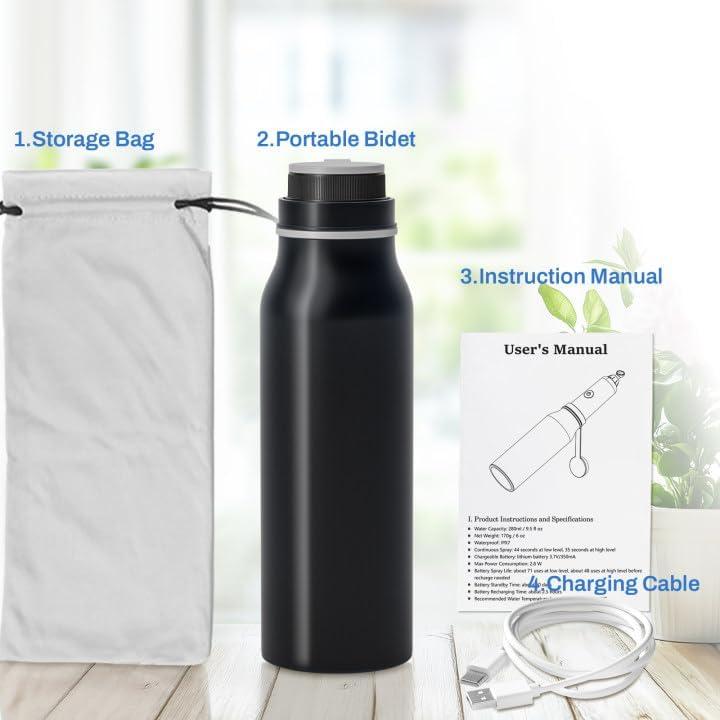 Bidet Portátil Eléctrico EBTULF Negro 6 Modos Alta Presión