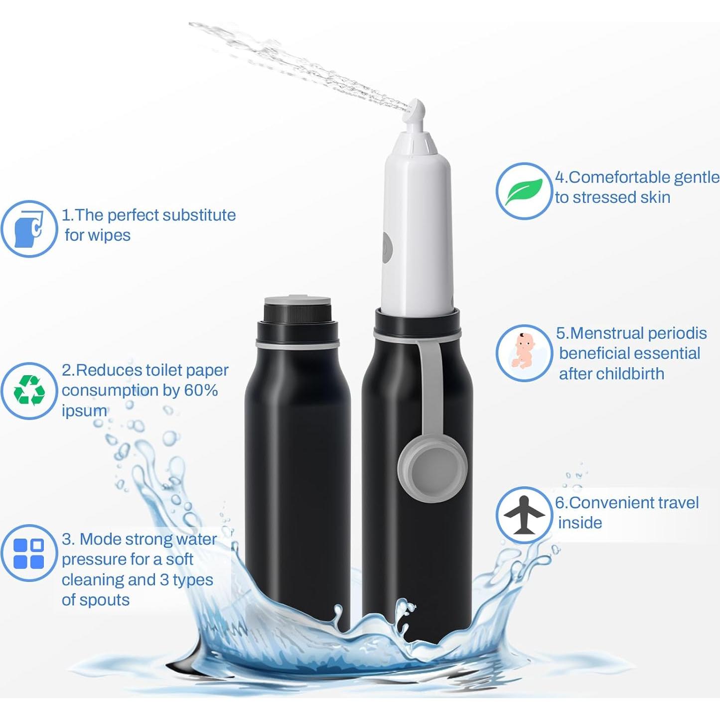 Bidet Portátil Eléctrico EBTULF Negro 6 Modos Alta Presión