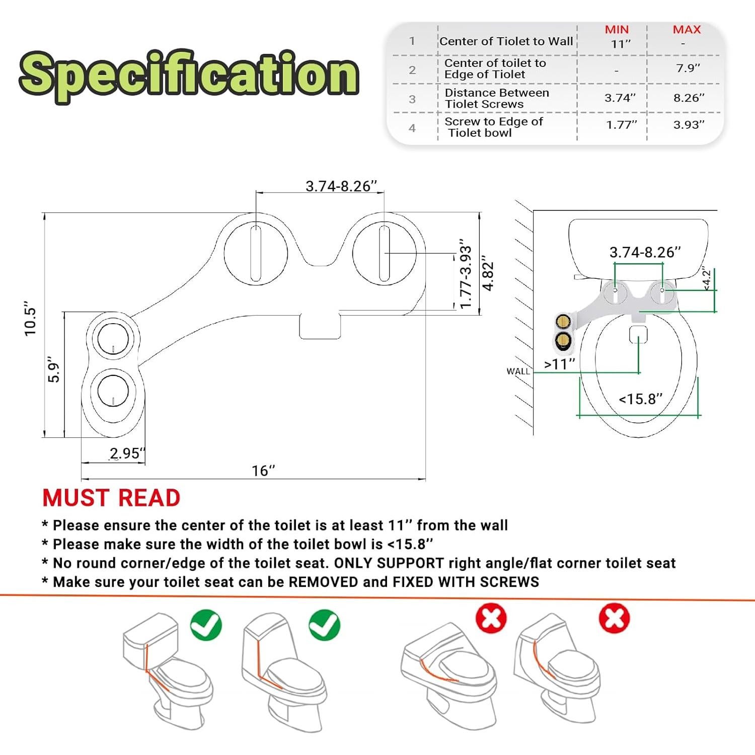 Bidet RV Terapaton para Inodoro - Limpieza Frontal y Reversa