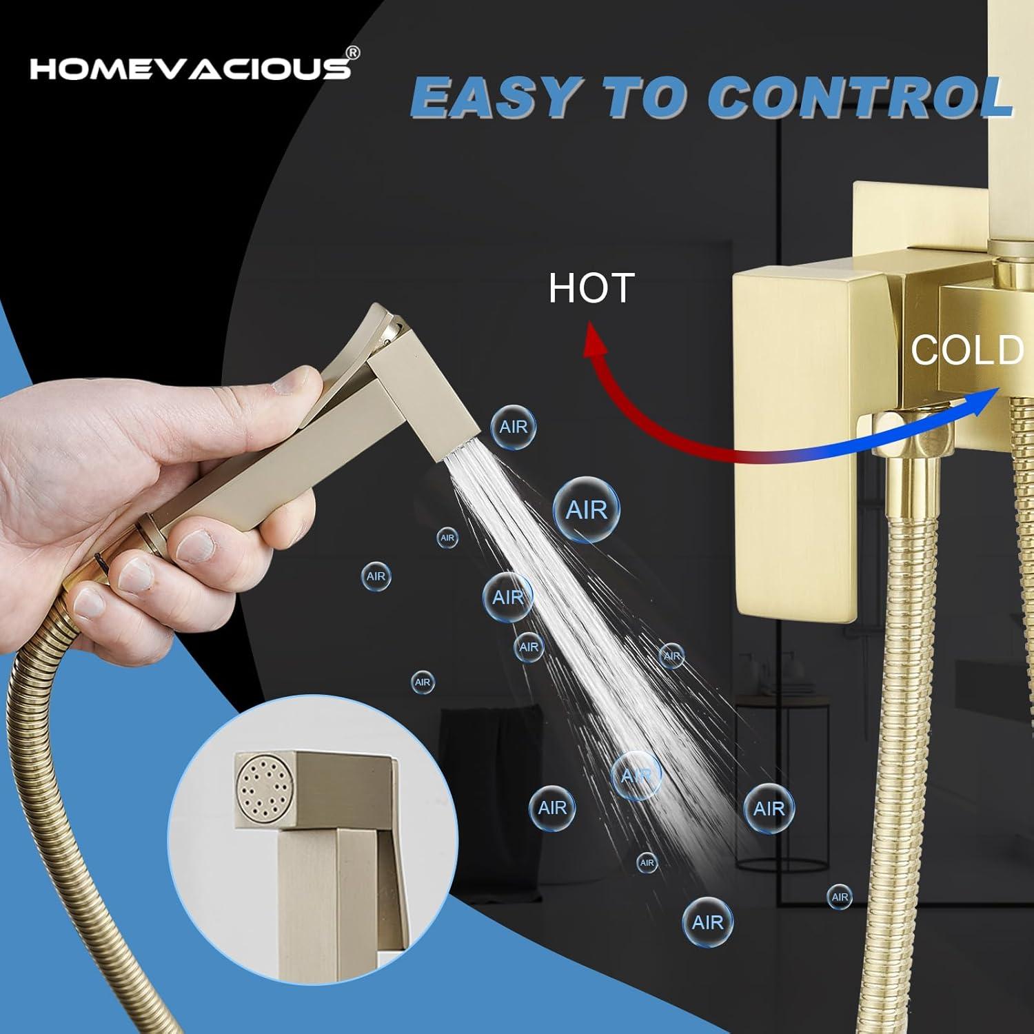 Rociador de Bidet Homevacious Oro Cepillado Ajustable 1.60kg