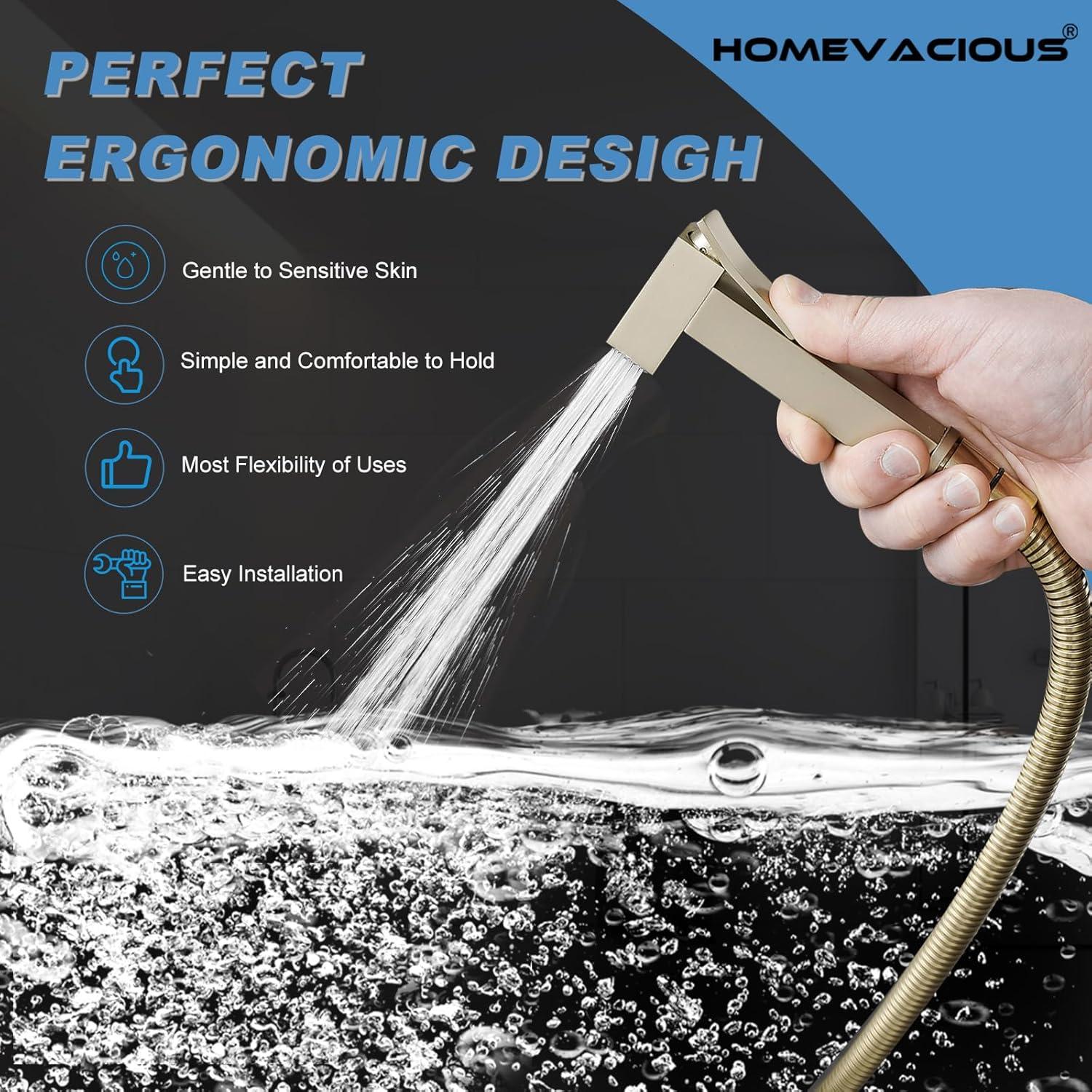 Rociador de Bidet Homevacious Oro Cepillado Ajustable 1.60kg