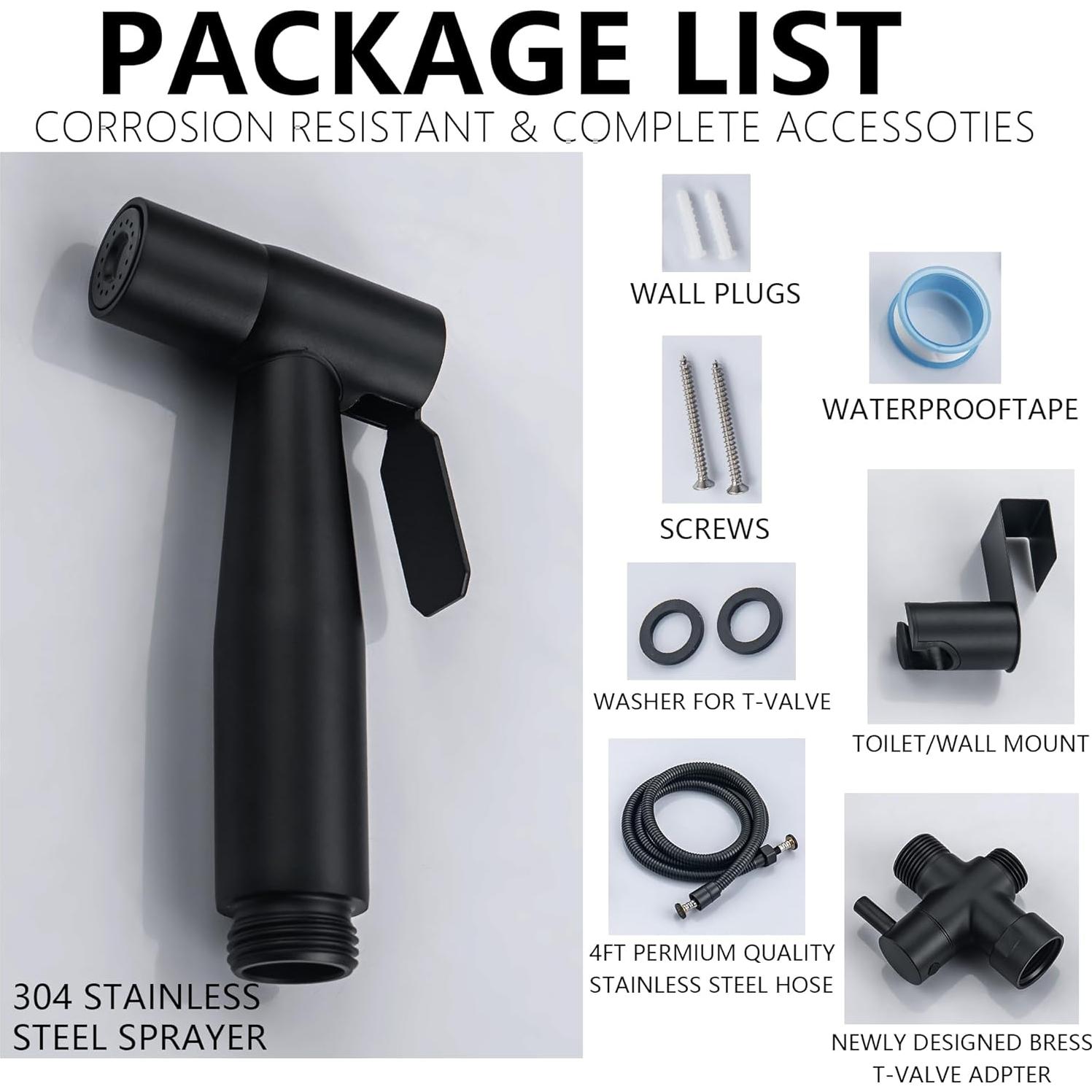 Rociador de Bidet de Mano GCGWEQS Acero Inoxidable Negro