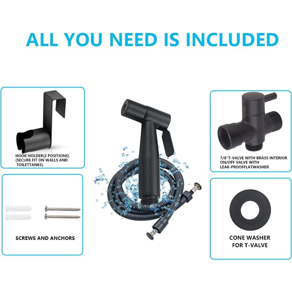 Rociador de Bidet de Mano GCGWEQS Acero Inoxidable Negro