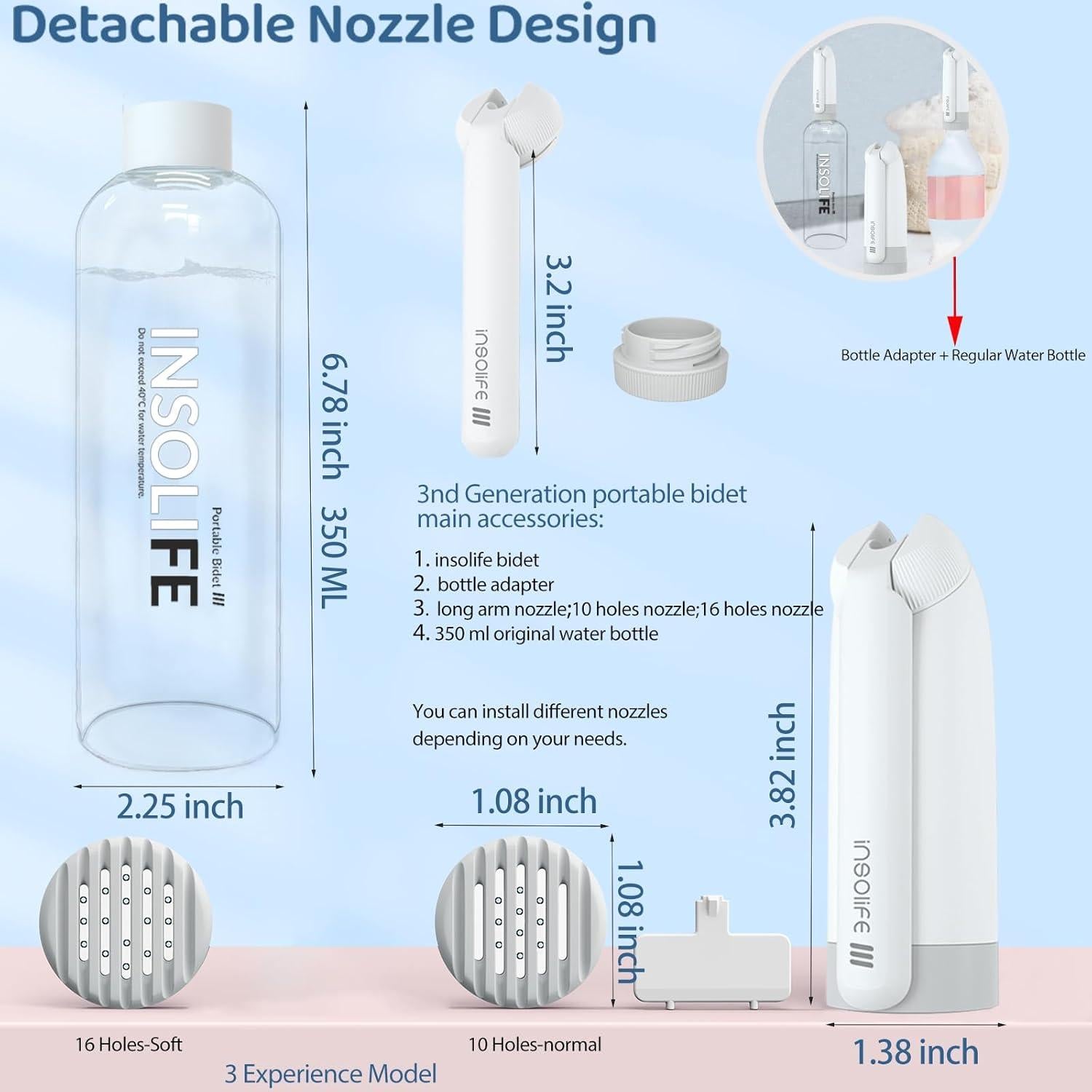 Bidet Portátil Insolife Eléctrico Recargable 198g